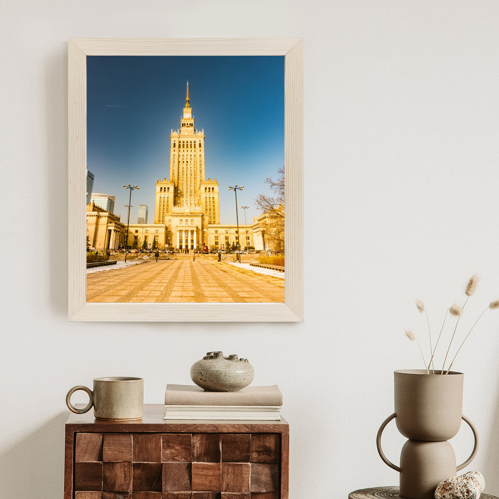 Plakat Pałac Kultury W Warszawie Na Tle Błękitnego Nieba Rama Aluminiowa Kolor Czarny