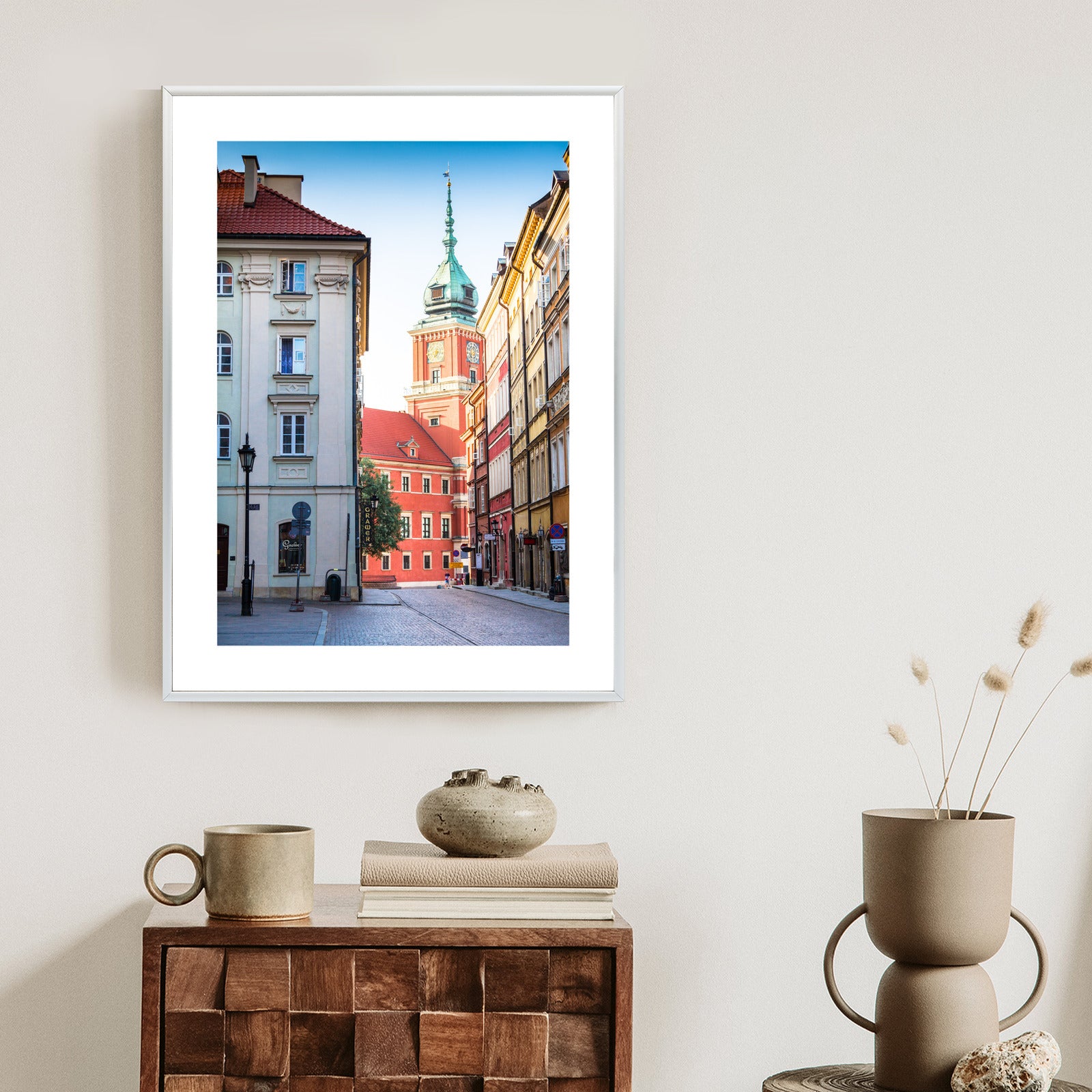 Plakat Warszawa Stare Miasto Architektura Rama Aluminiowa Z Passe-Partout Kolor Srebrny