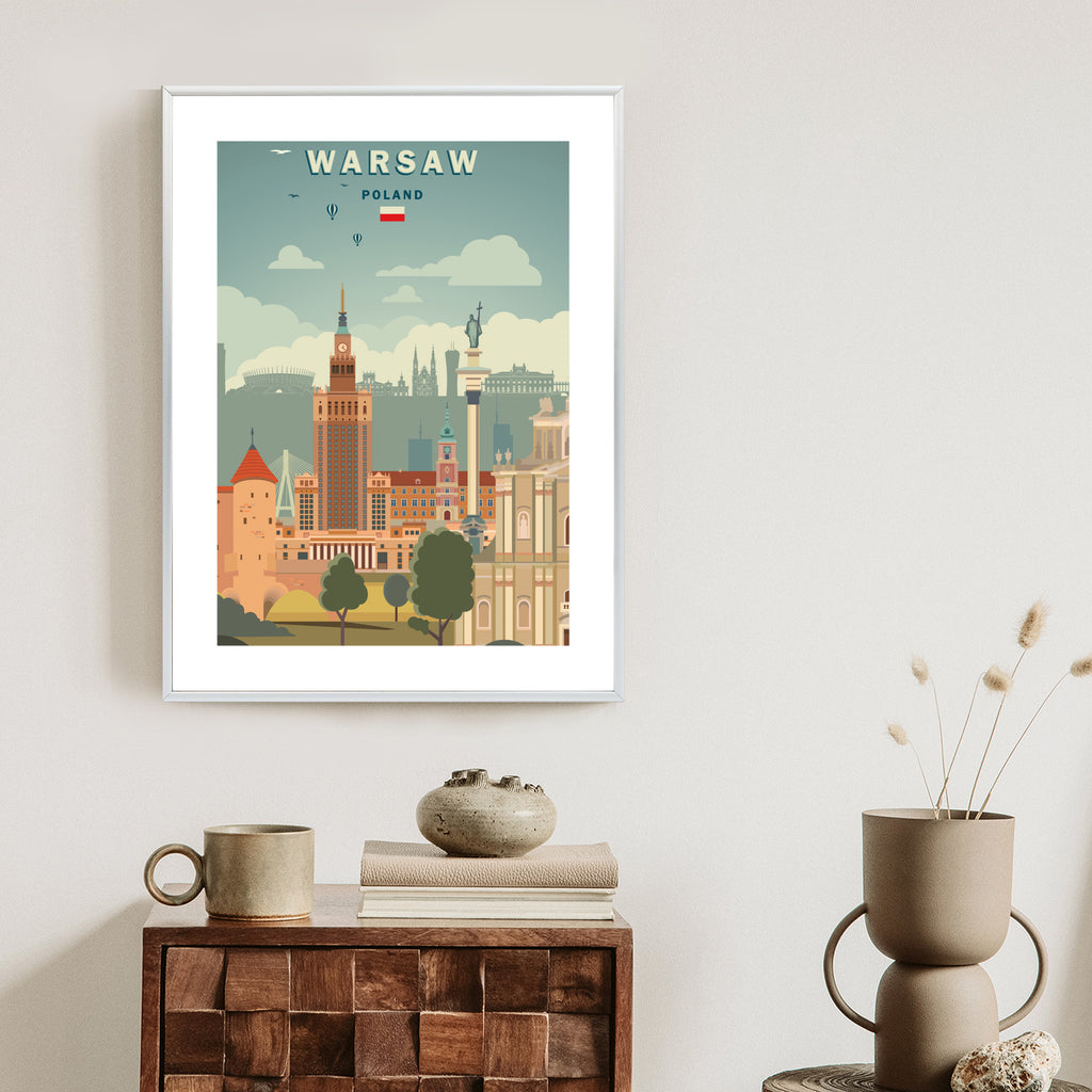 Plakat Ilustracja Architektury W Stolicy Polski Rama Aluminiowa Kolor Czarny