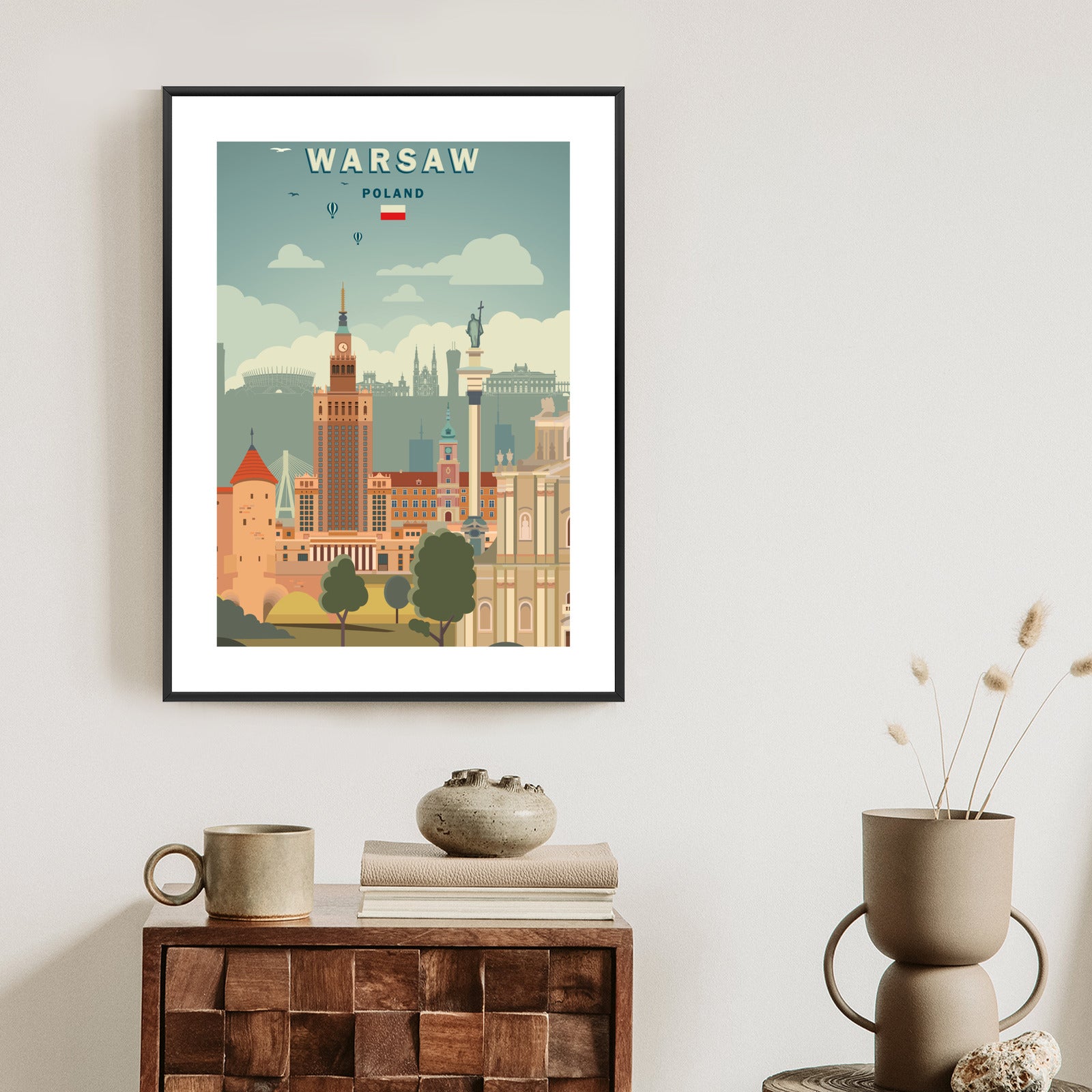 Plakat Ilustracja Architektury W Stolicy Polski Rama Aluminiowa Kolor Czarny