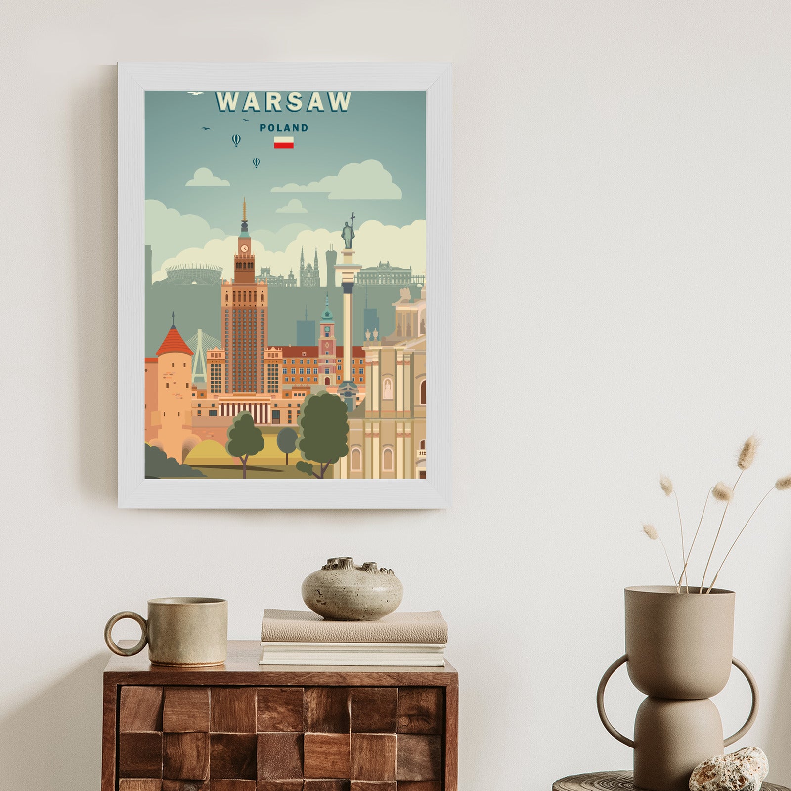 Plakat Ilustracja Architektury W Stolicy Polski Rama Aluminiowa Kolor Czarny