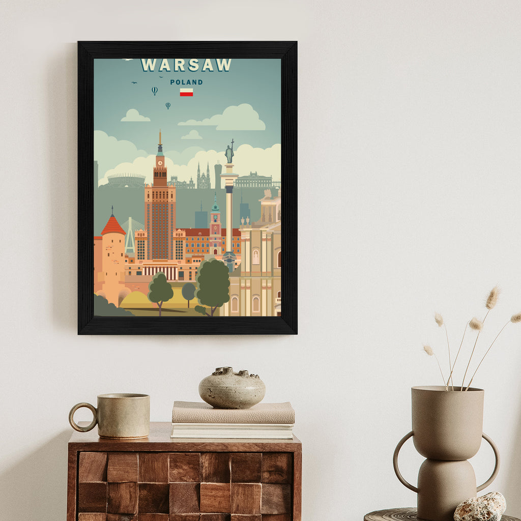 Plakat Ilustracja Architektury W Stolicy Polski Rama Aluminiowa Kolor Czarny