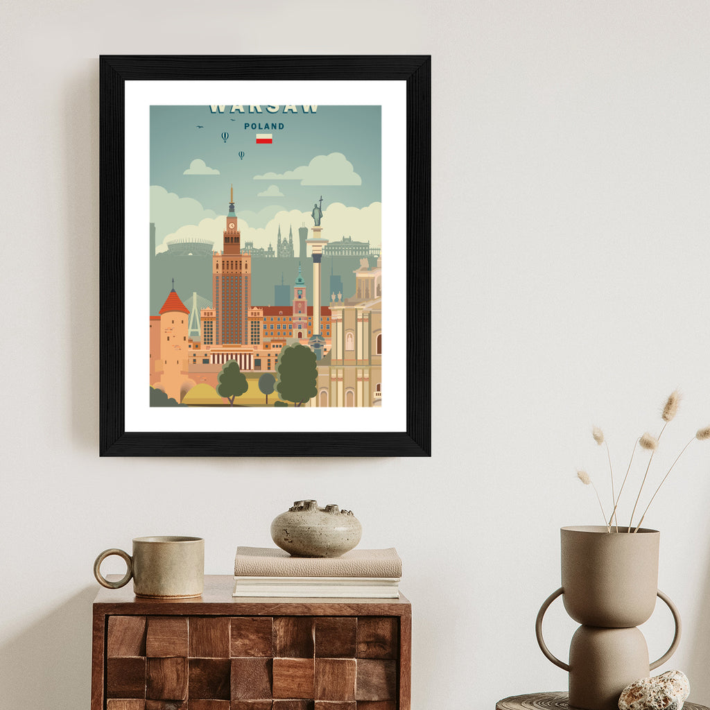 Plakat Ilustracja Architektury W Stolicy Polski Rama Aluminiowa Kolor Czarny