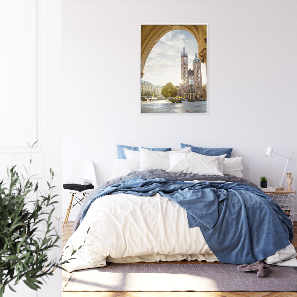 Plakat Widok Z Sukiennic Na Kościół Mariacki W Krakowie Rama Aluminiowa Kolor Czarny