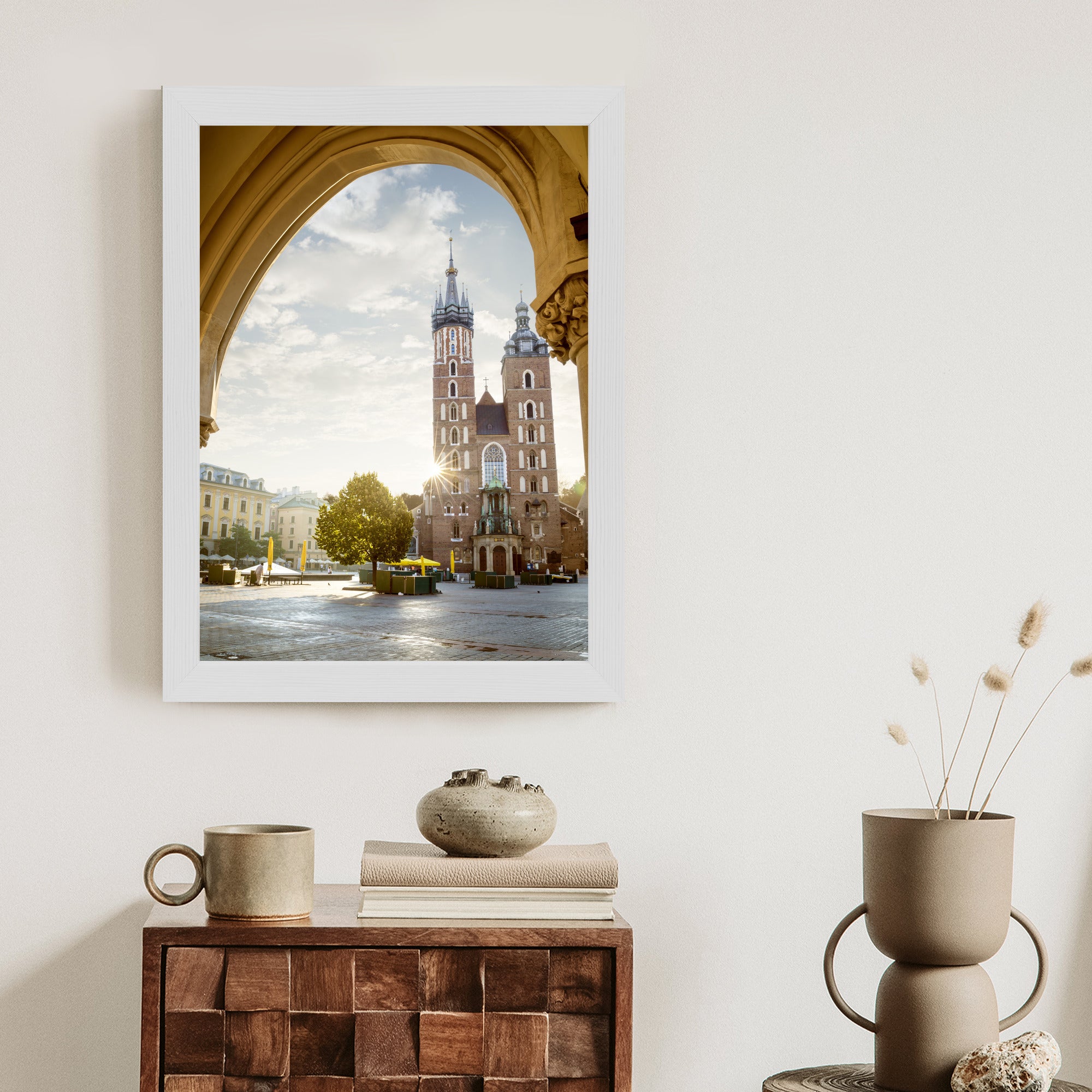 Plakat Widok Z Sukiennic Na Kościół Mariacki W Krakowie Rama Aluminiowa Kolor Czarny