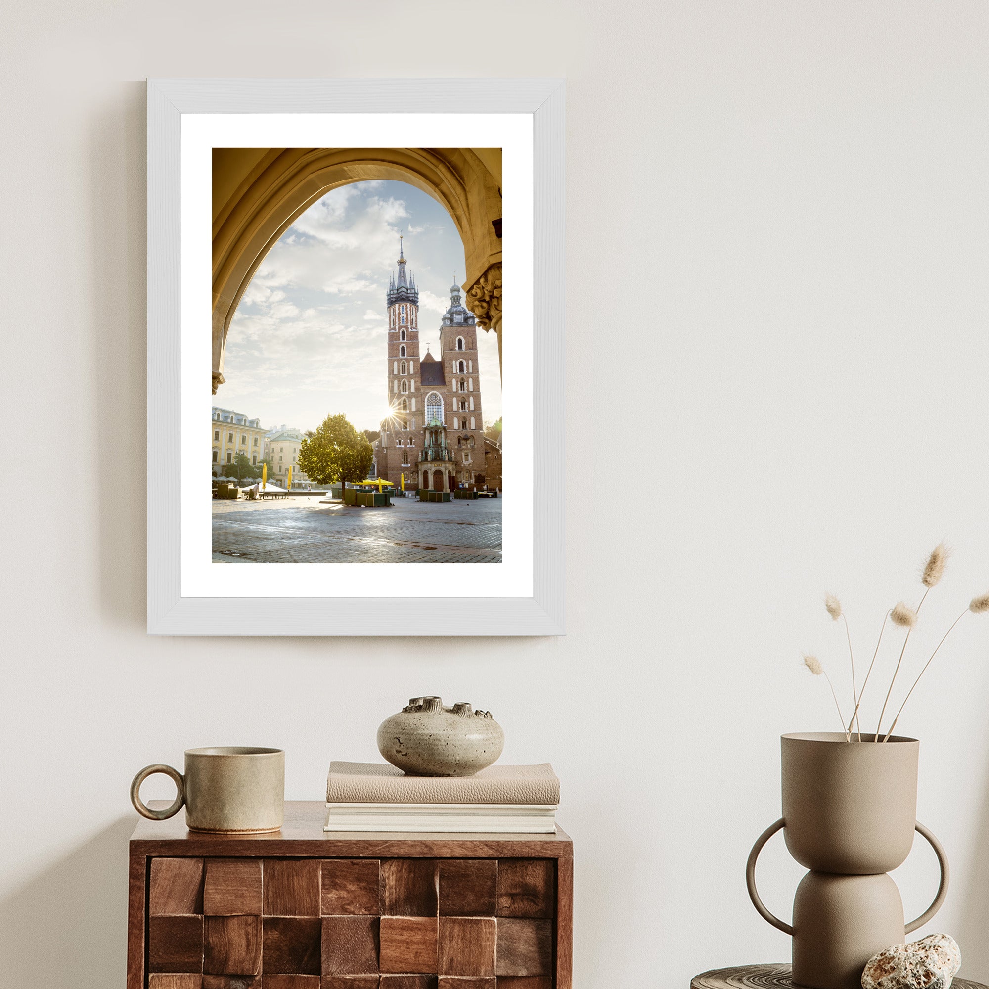 Plakat Widok Z Sukiennic Na Kościół Mariacki W Krakowie Rama Aluminiowa Kolor Czarny