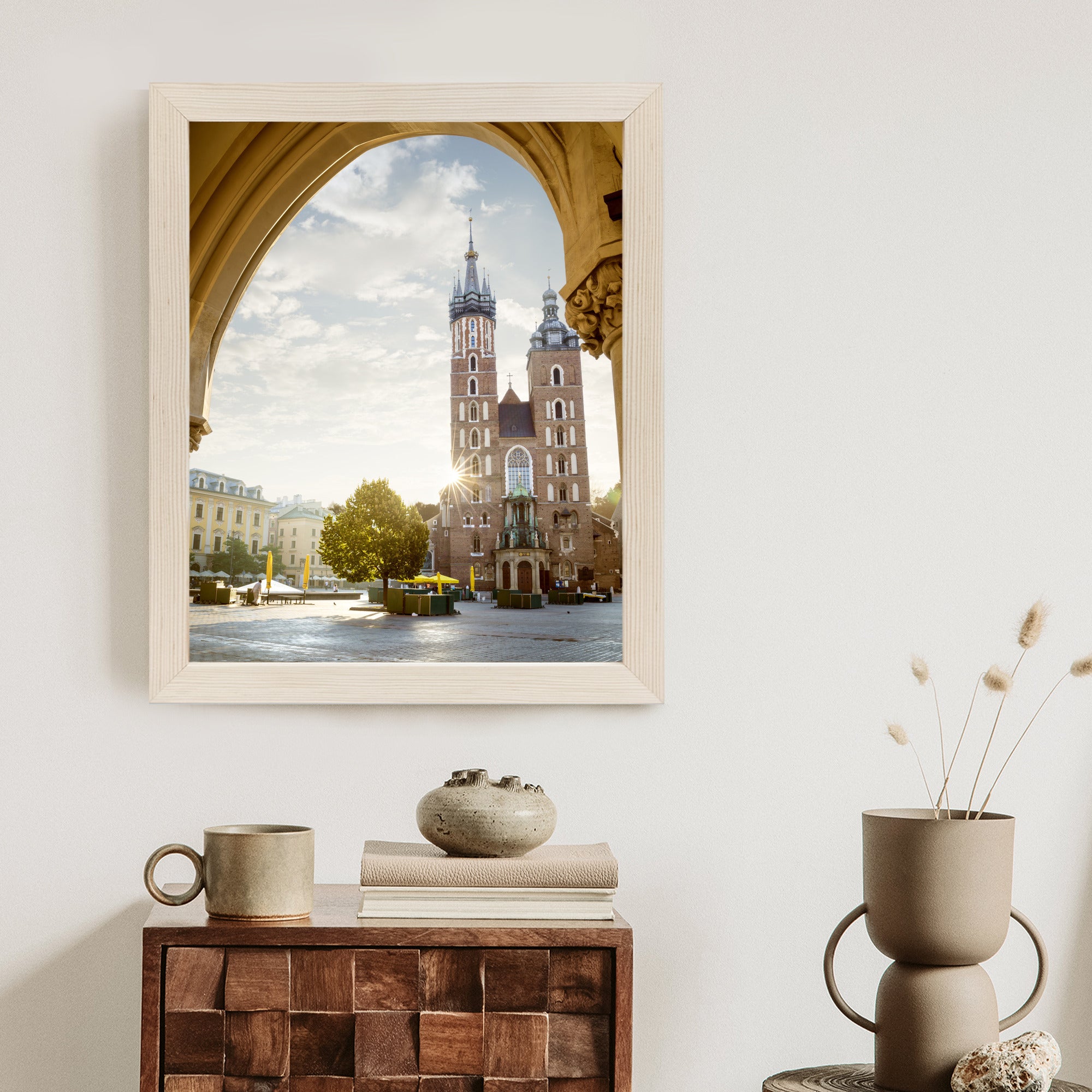 Plakat Widok Z Sukiennic Na Kościół Mariacki W Krakowie Rama Aluminiowa Kolor Czarny