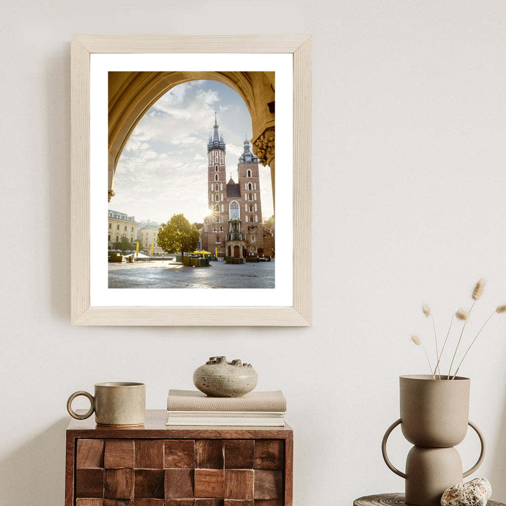 Plakat Widok Z Sukiennic Na Kościół Mariacki W Krakowie Rama Aluminiowa Kolor Czarny