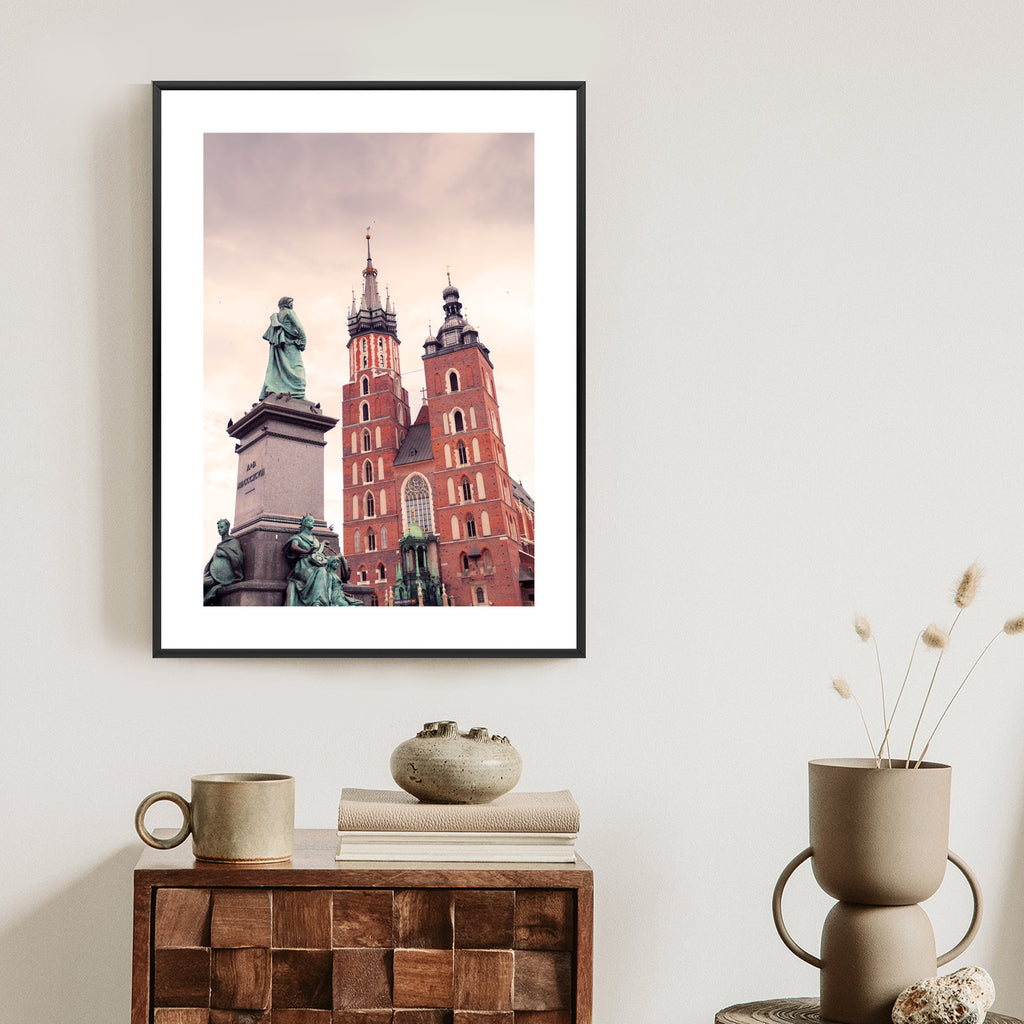 Plakat Pomnik Adama Mickiewicza Przed Kościołem Mariackim W Krakowie Rama Aluminiowa Kolor Czarny