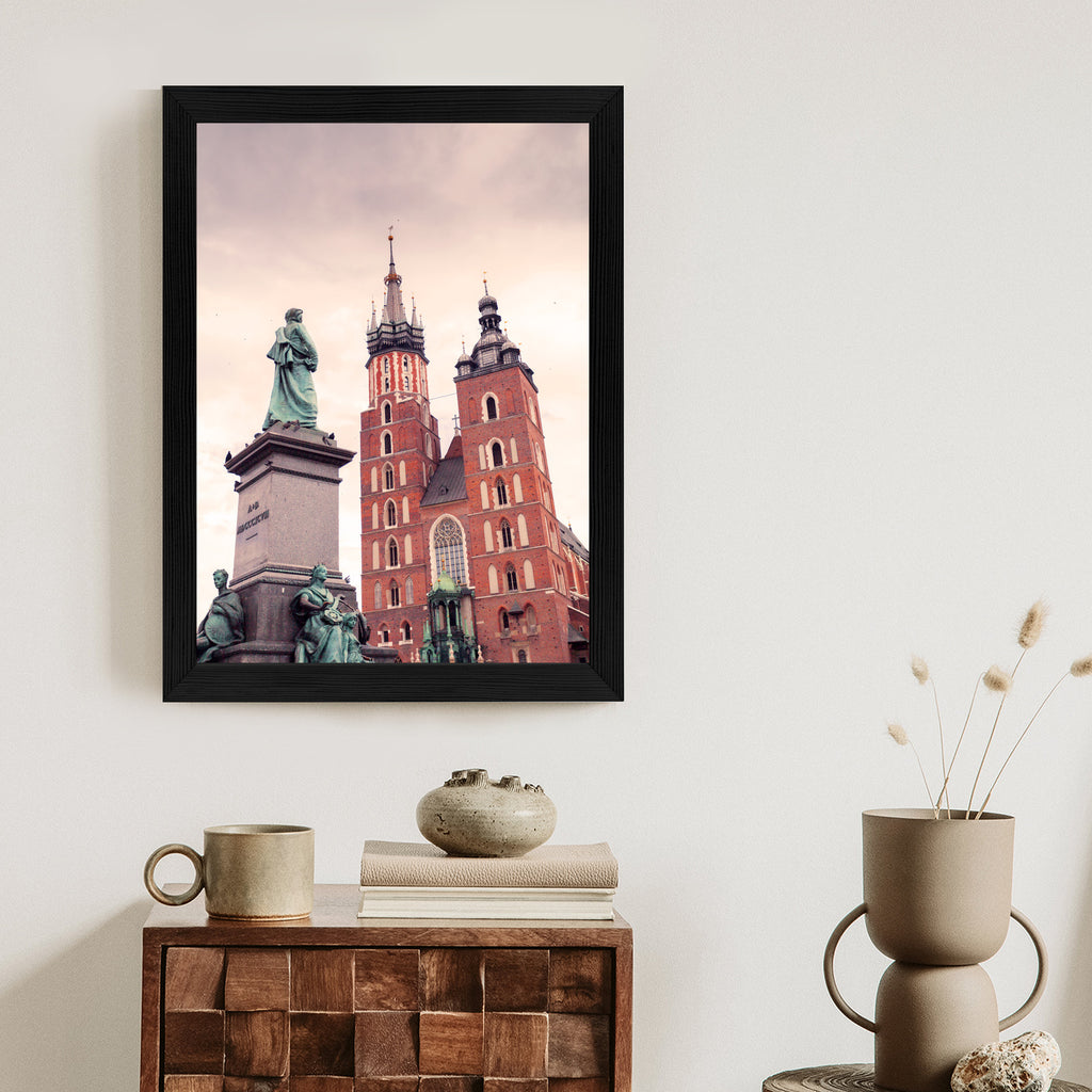 Plakat Pomnik Adama Mickiewicza Przed Kościołem Mariackim W Krakowie Rama Aluminiowa Kolor Czarny