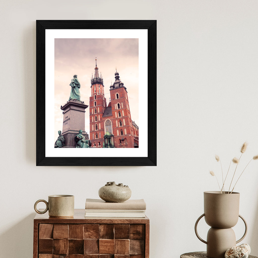 Plakat Pomnik Adama Mickiewicza Przed Kościołem Mariackim W Krakowie Rama Aluminiowa Kolor Czarny