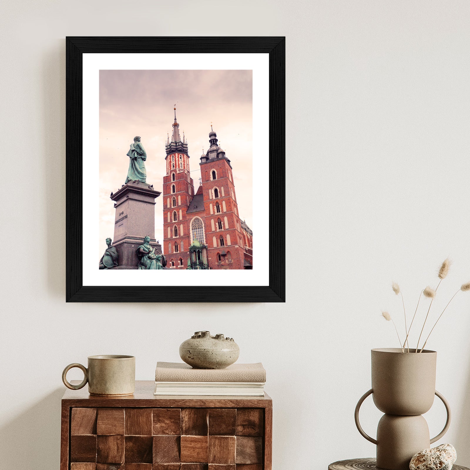 Plakat Pomnik Adama Mickiewicza Przed Kościołem Mariackim W Krakowie Rama Aluminiowa Kolor Czarny