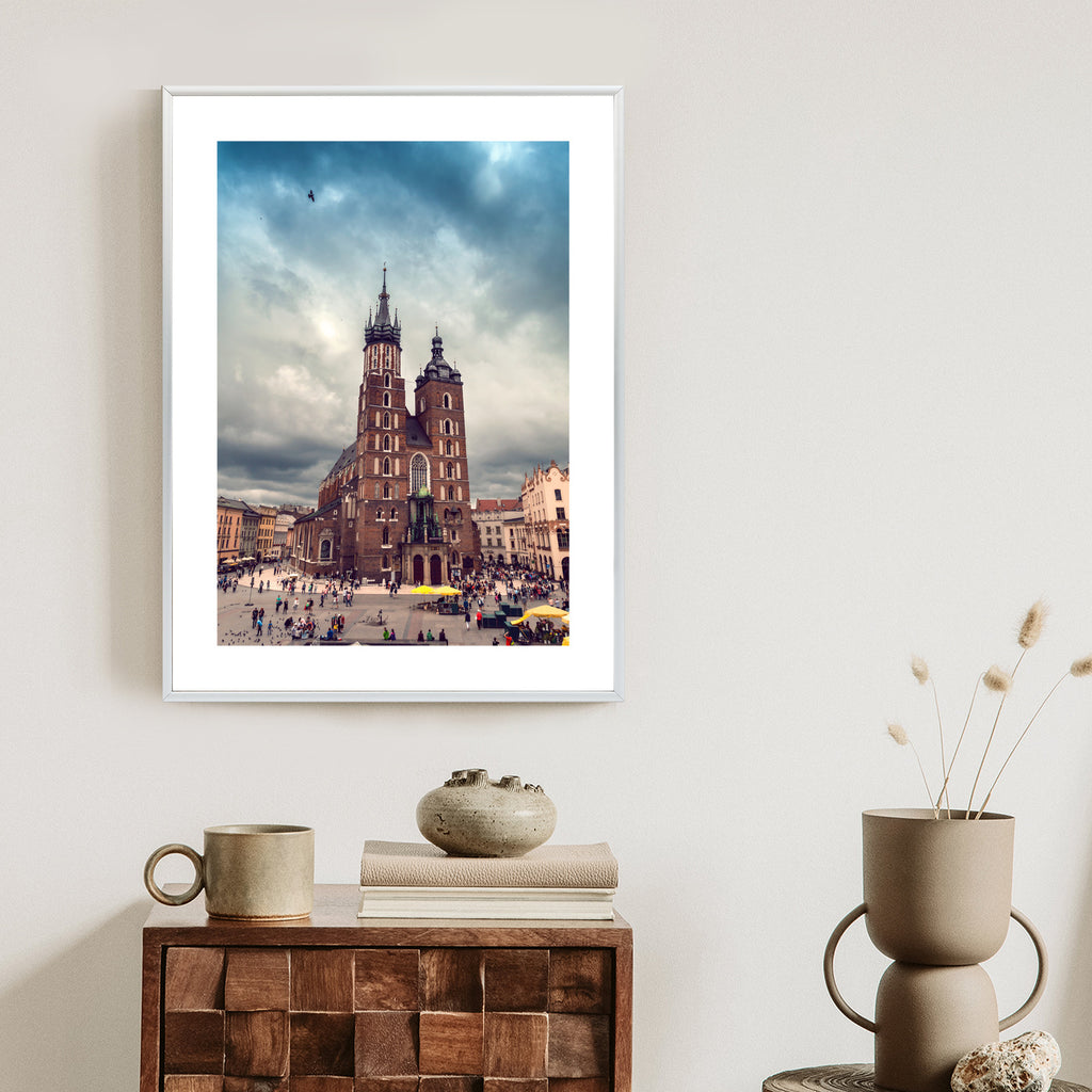 Plakat Malownicze Niebo Nad Kościołem Mariackim Rama Aluminiowa Kolor Czarny