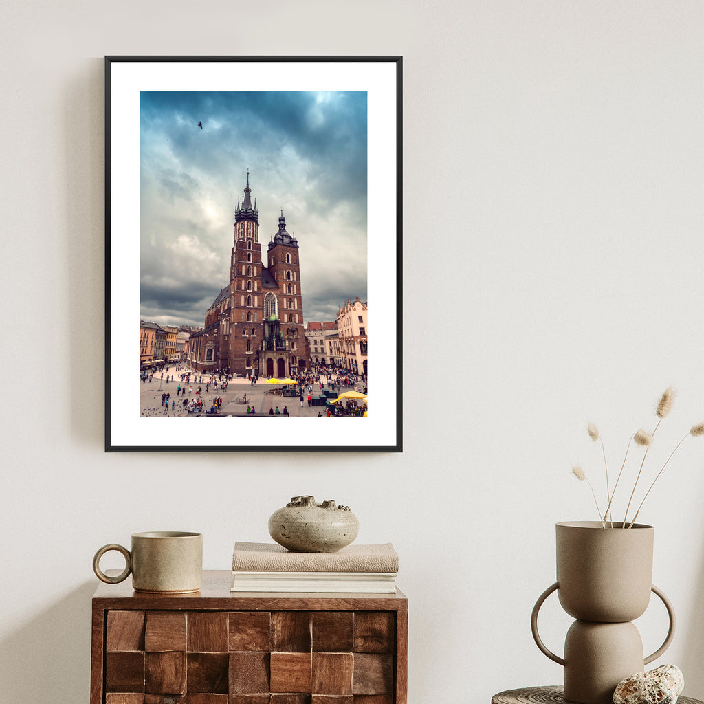 Plakat Malownicze Niebo Nad Kościołem Mariackim Rama Aluminiowa Kolor Czarny