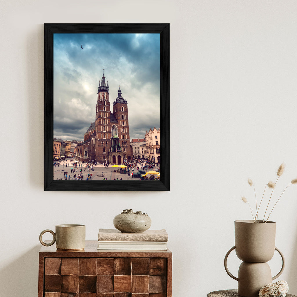 Plakat Malownicze Niebo Nad Kościołem Mariackim Rama Aluminiowa Kolor Czarny