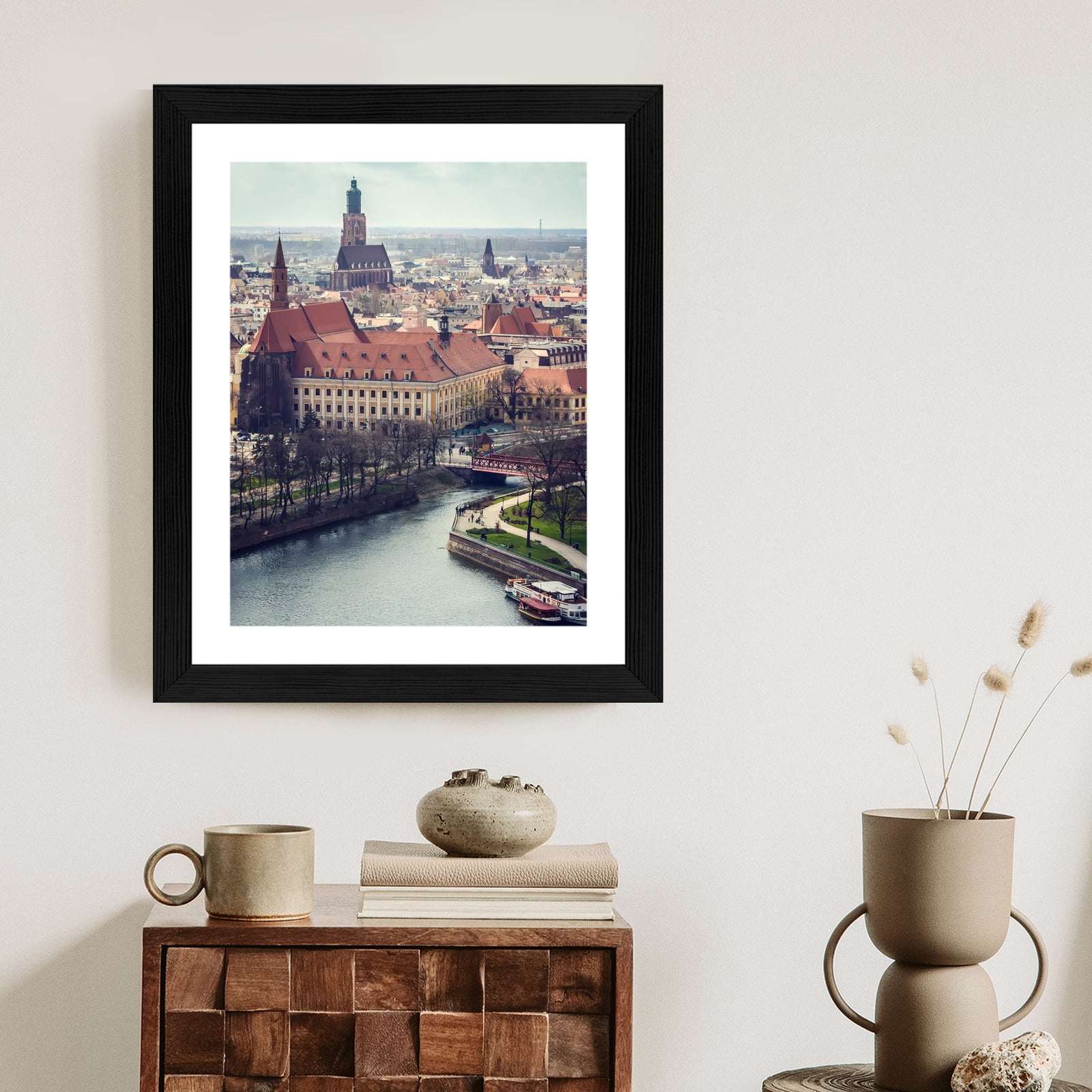 Plakat Krajobraz Krakowa Rama Drewniana Z Passe-Partout Kolor Naturalny