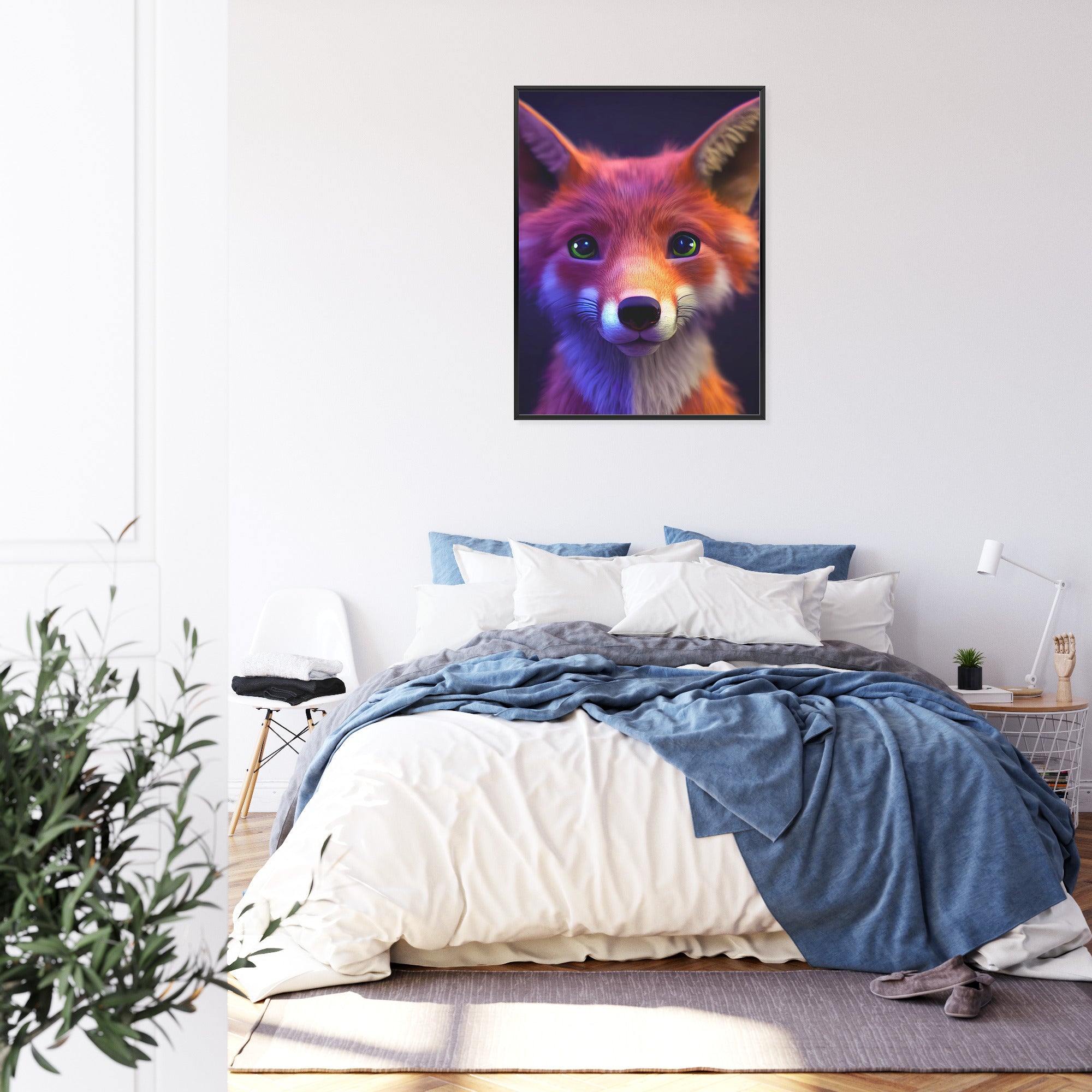 Plakat Animacja Przedstawiająca Liska Rama Drewniana Z Passe-Partout Kolor Naturalny