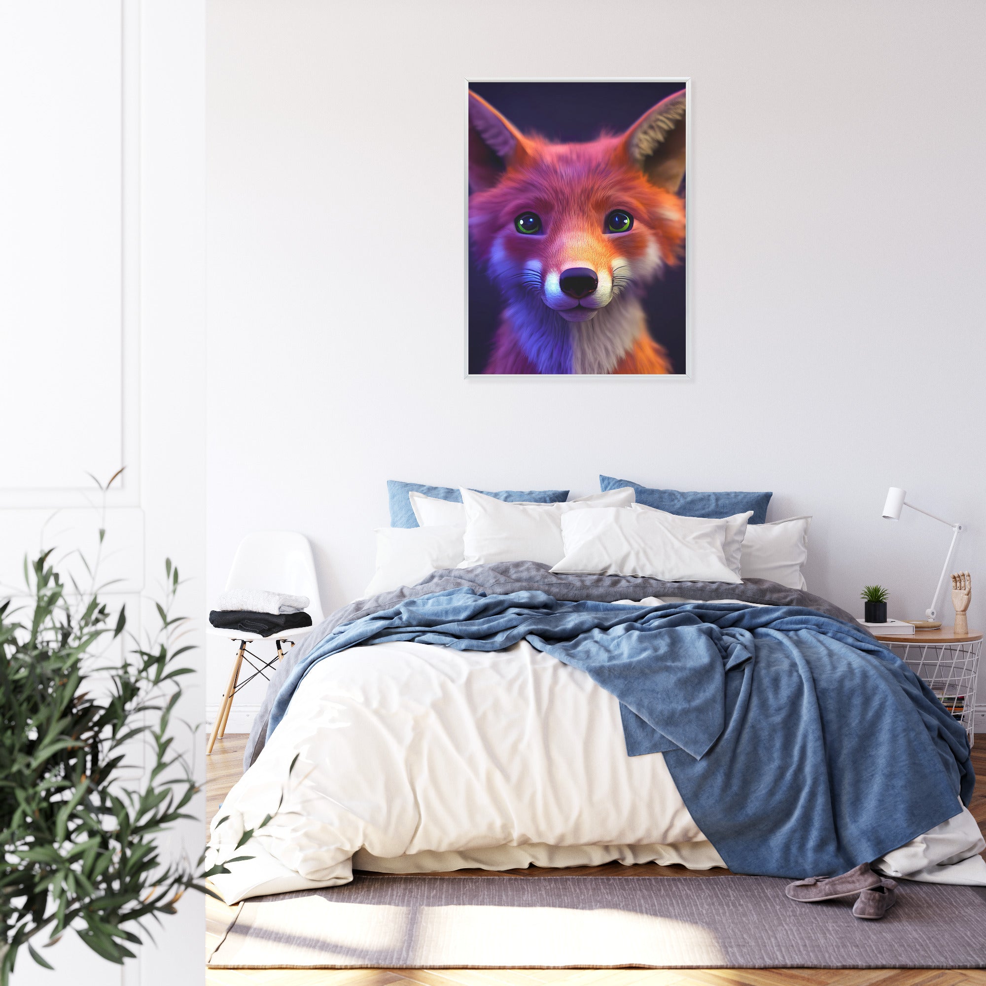 Plakat Animacja Przedstawiająca Liska Rama Drewniana Z Passe-Partout Kolor Naturalny