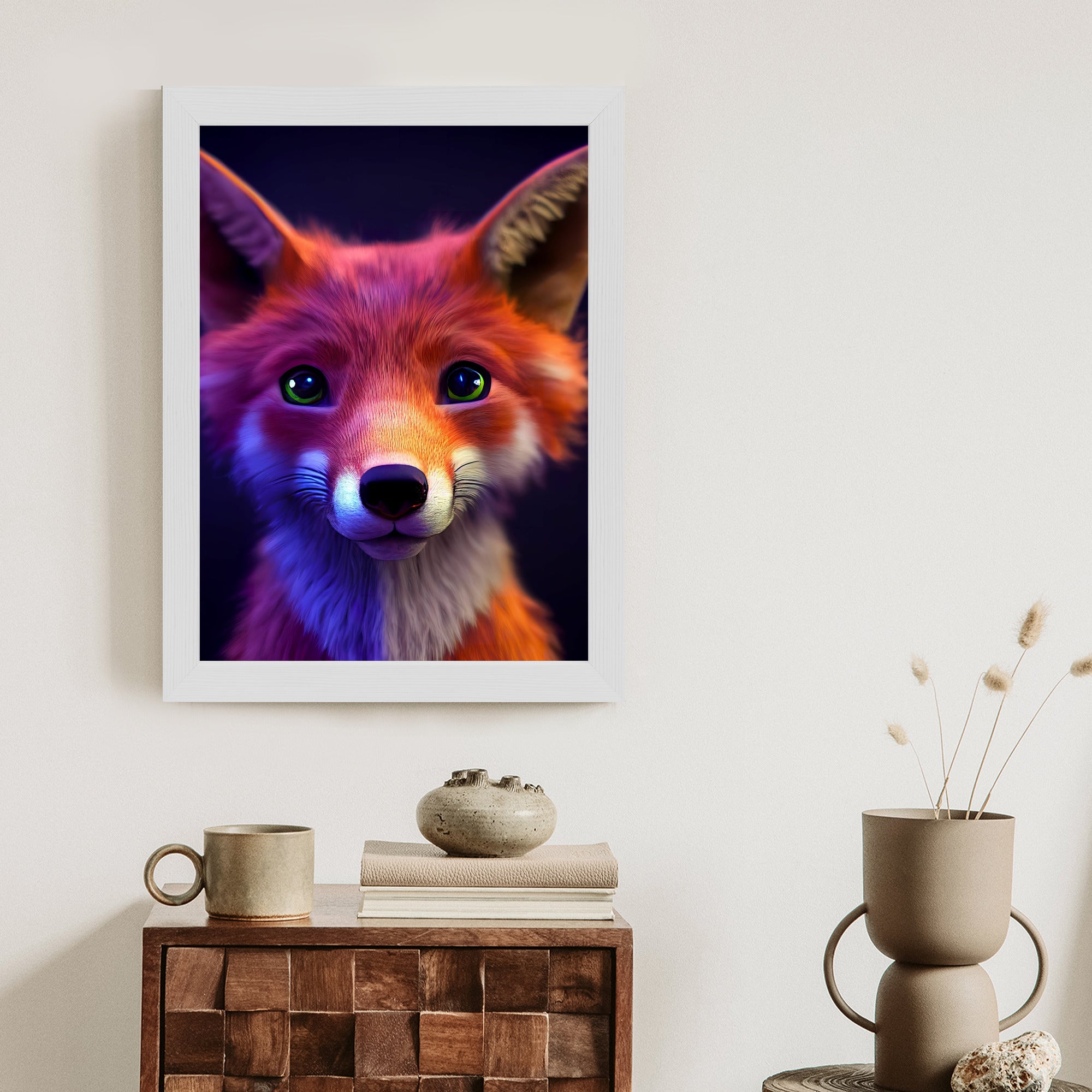 Plakat Animacja Przedstawiająca Liska Rama Drewniana Z Passe-Partout Kolor Naturalny
