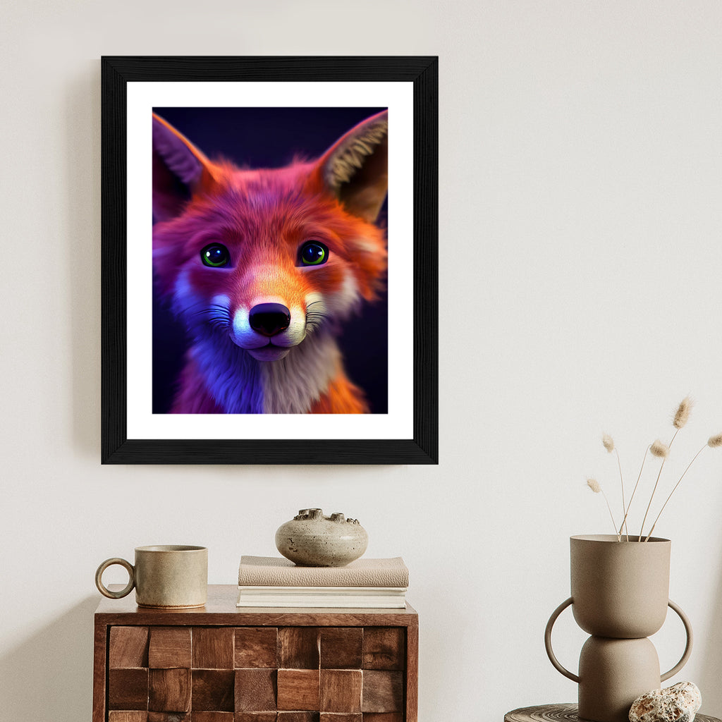 Plakat Animacja Przedstawiająca Liska Rama Drewniana Z Passe-Partout Kolor Naturalny