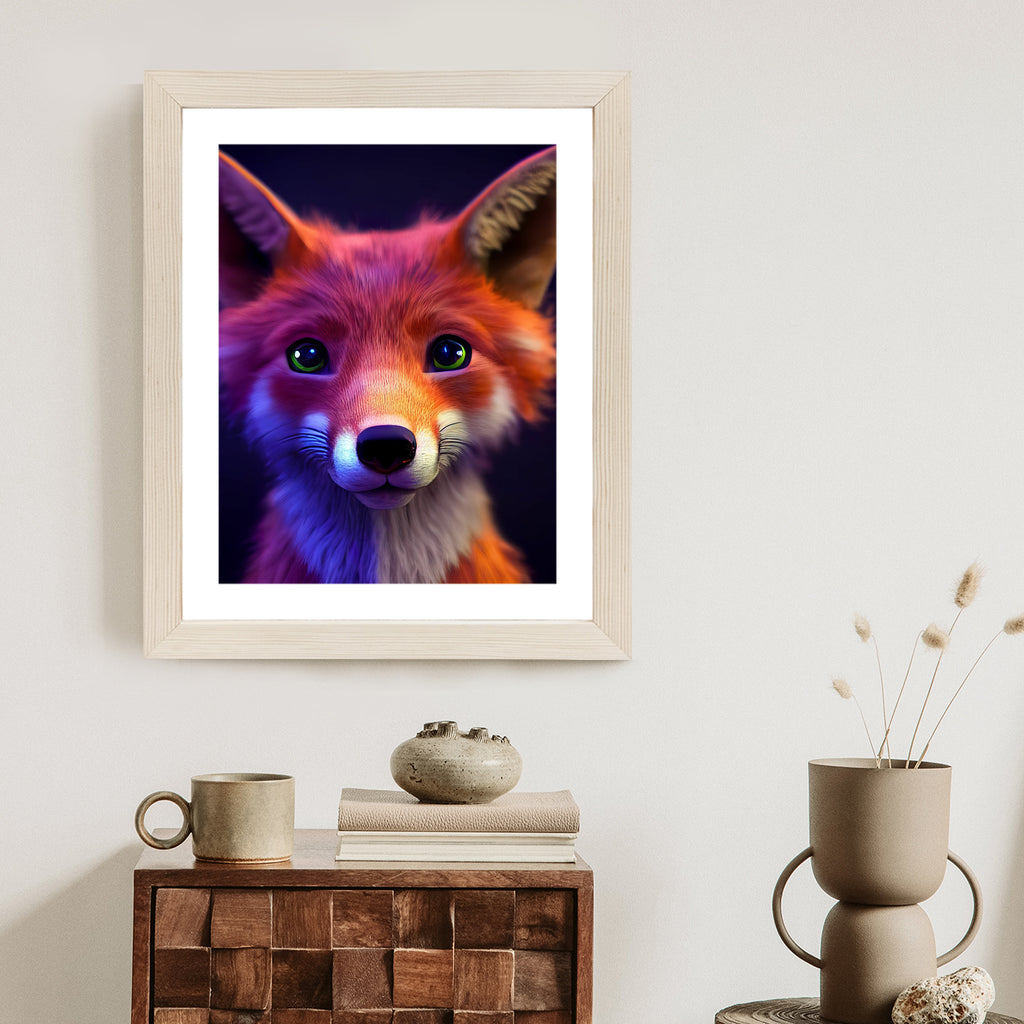 Plakat Animacja Przedstawiająca Liska Rama Drewniana Z Passe-Partout Kolor Naturalny