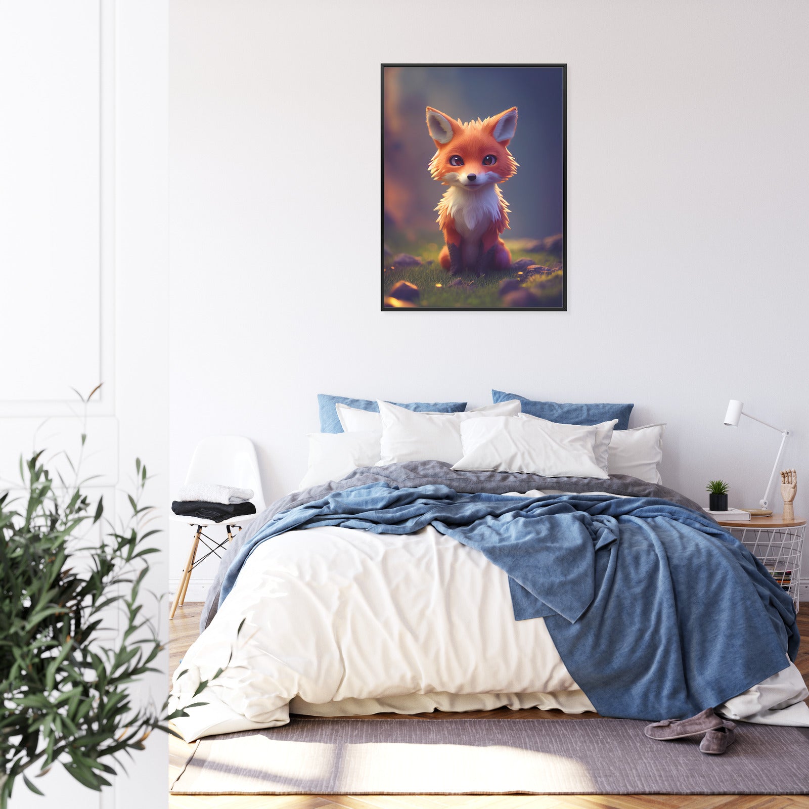 Plakat Portret Uroczego Liska Rama Drewniana Z Passe-Partout Kolor Naturalny