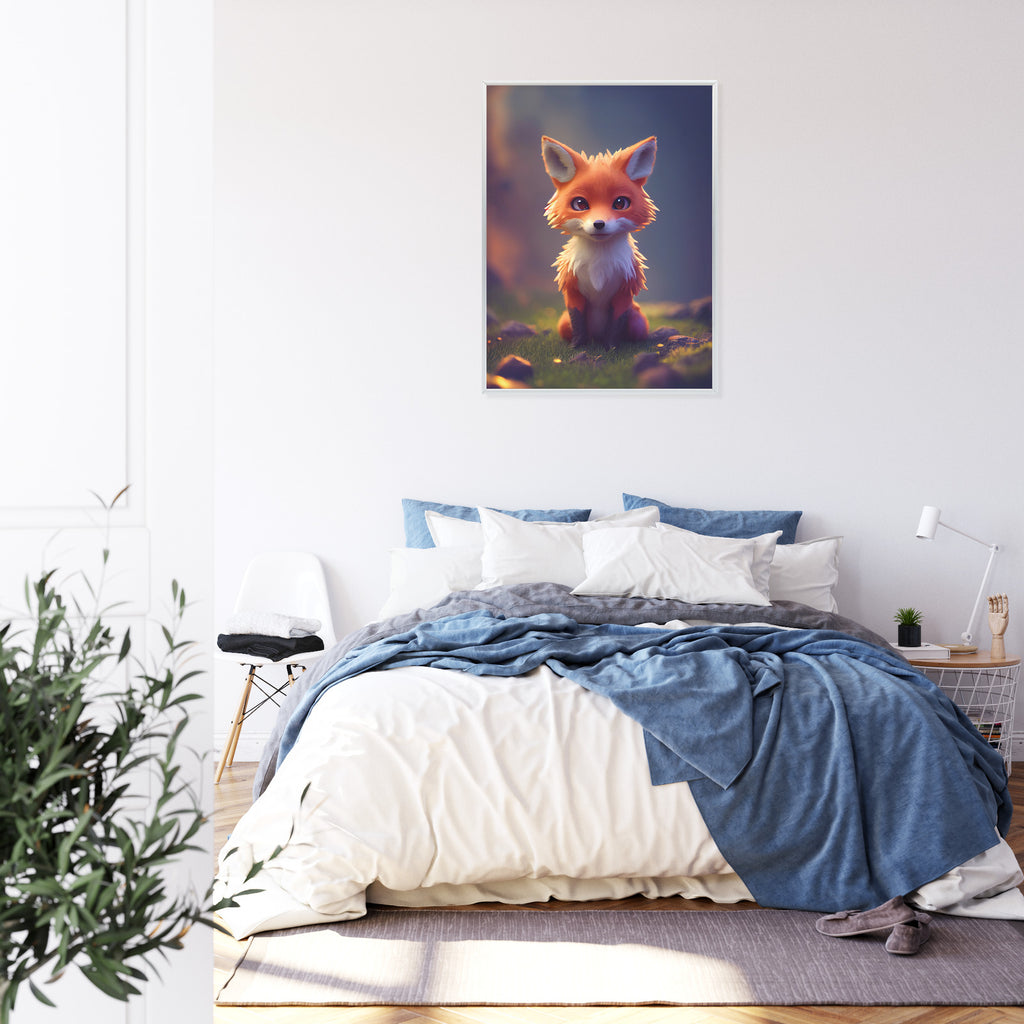 Plakat Portret Uroczego Liska Rama Drewniana Z Passe-Partout Kolor Naturalny