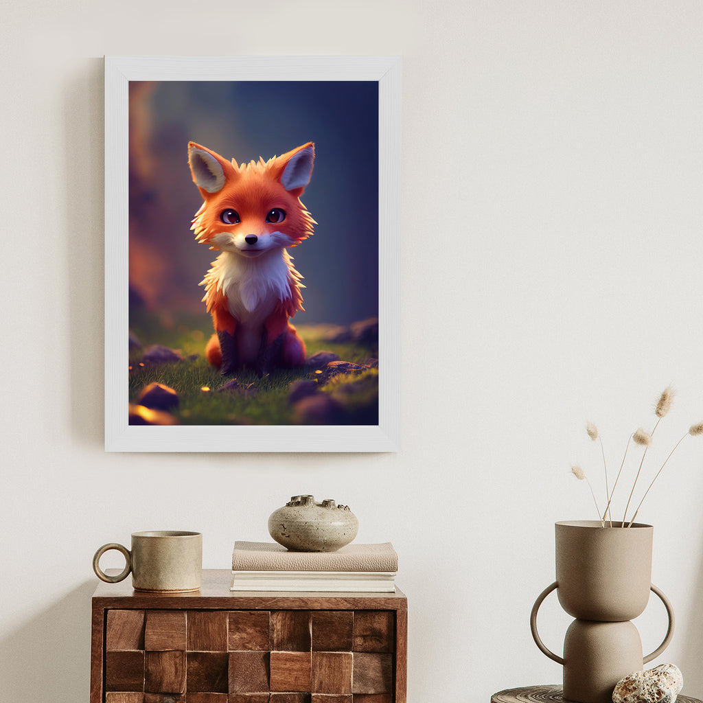 Plakat Portret Uroczego Liska Rama Drewniana Z Passe-Partout Kolor Naturalny