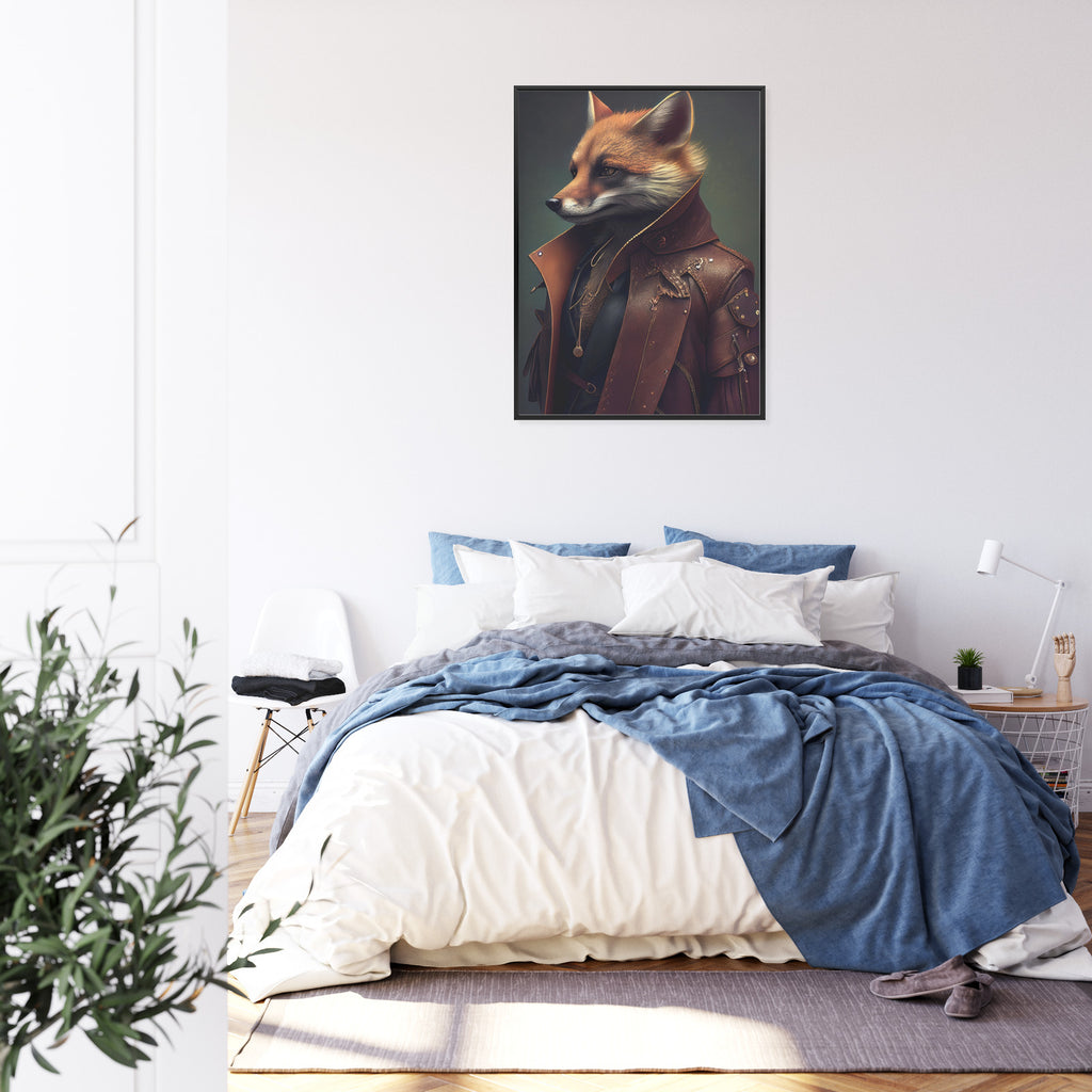 Plakat Lis W Stroju Fantasy Rama Drewniana Z Passe-Partout Kolor Naturalny
