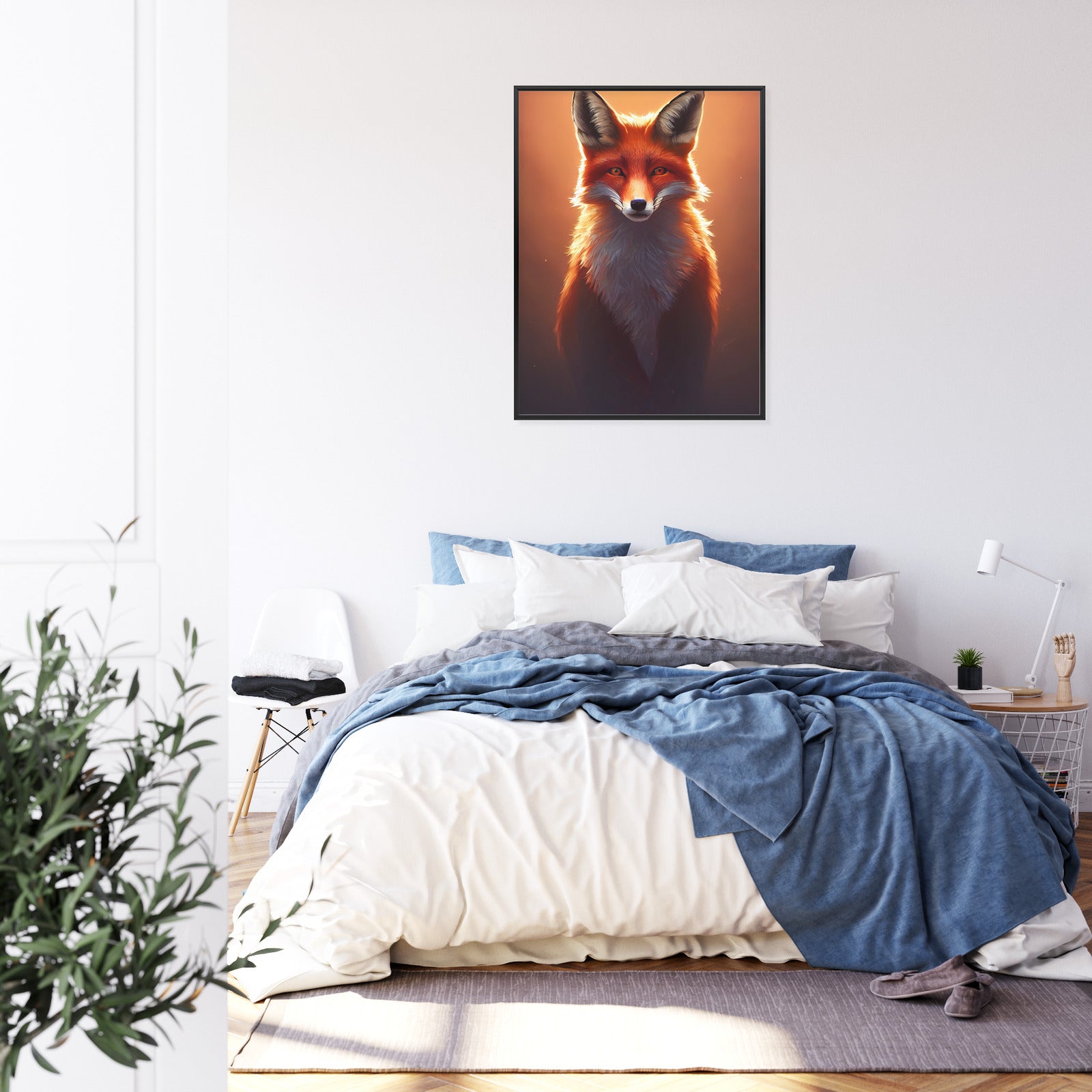 Plakat Kolorowy, Żywy Portret Lisa Rama Drewniana Z Passe-Partout Kolor Naturalny