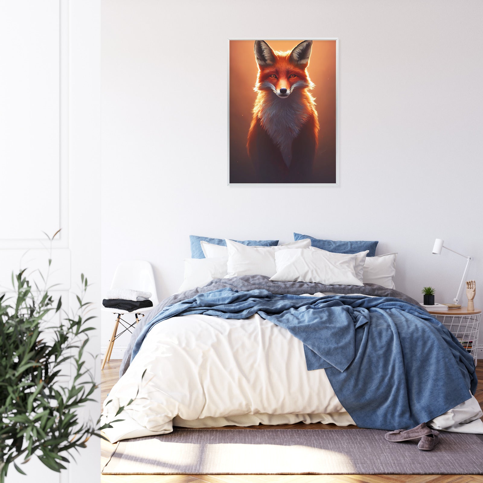 Plakat Kolorowy, Żywy Portret Lisa Rama Drewniana Z Passe-Partout Kolor Naturalny