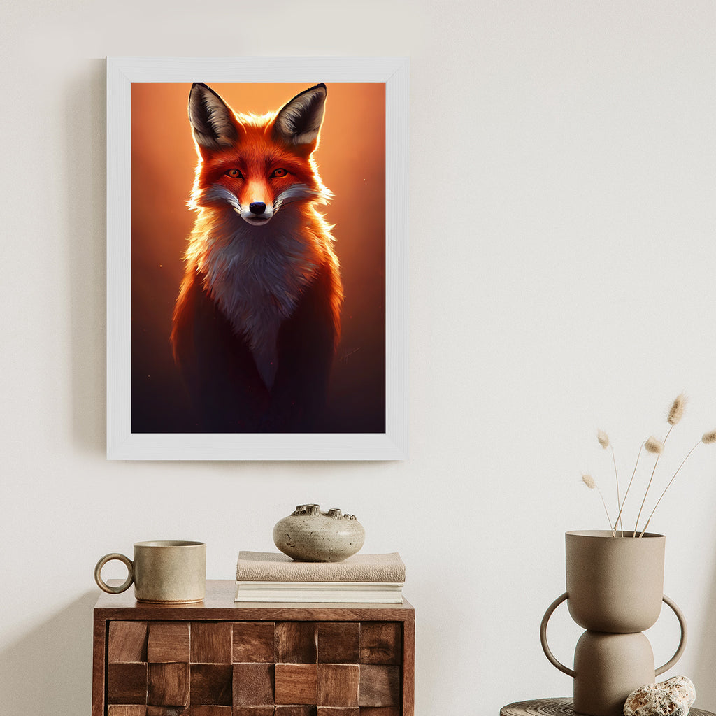 Plakat Kolorowy, Żywy Portret Lisa Rama Drewniana Z Passe-Partout Kolor Naturalny