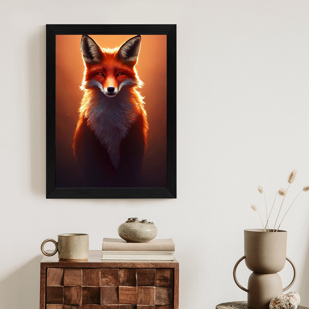 Plakat Kolorowy, Żywy Portret Lisa Rama Drewniana Z Passe-Partout Kolor Naturalny