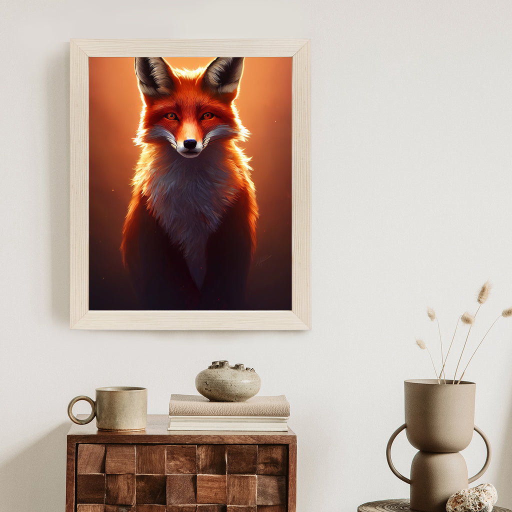 Plakat Kolorowy, Żywy Portret Lisa Rama Drewniana Z Passe-Partout Kolor Naturalny