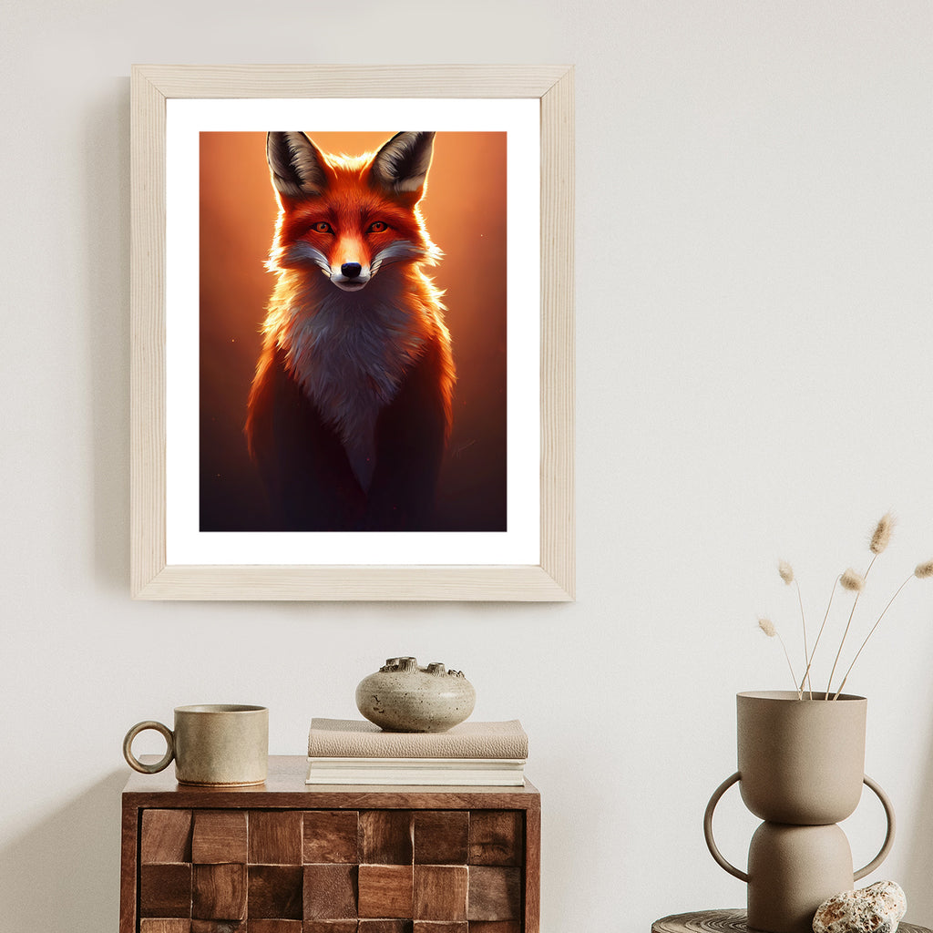 Plakat Kolorowy, Żywy Portret Lisa Rama Drewniana Z Passe-Partout Kolor Naturalny