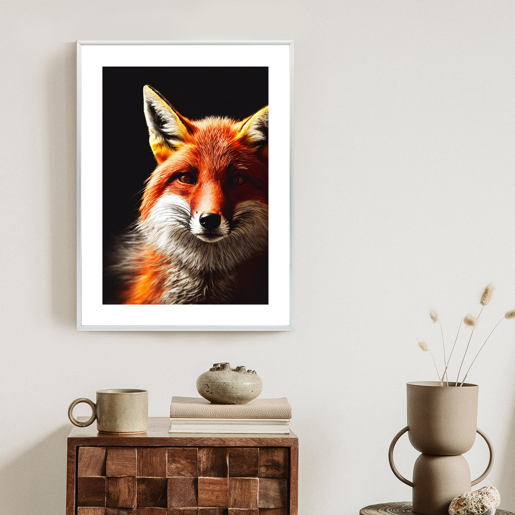 Plakat Realistyczny Portret Lisa Rama Drewniana Z Passe-Partout Kolor Naturalny