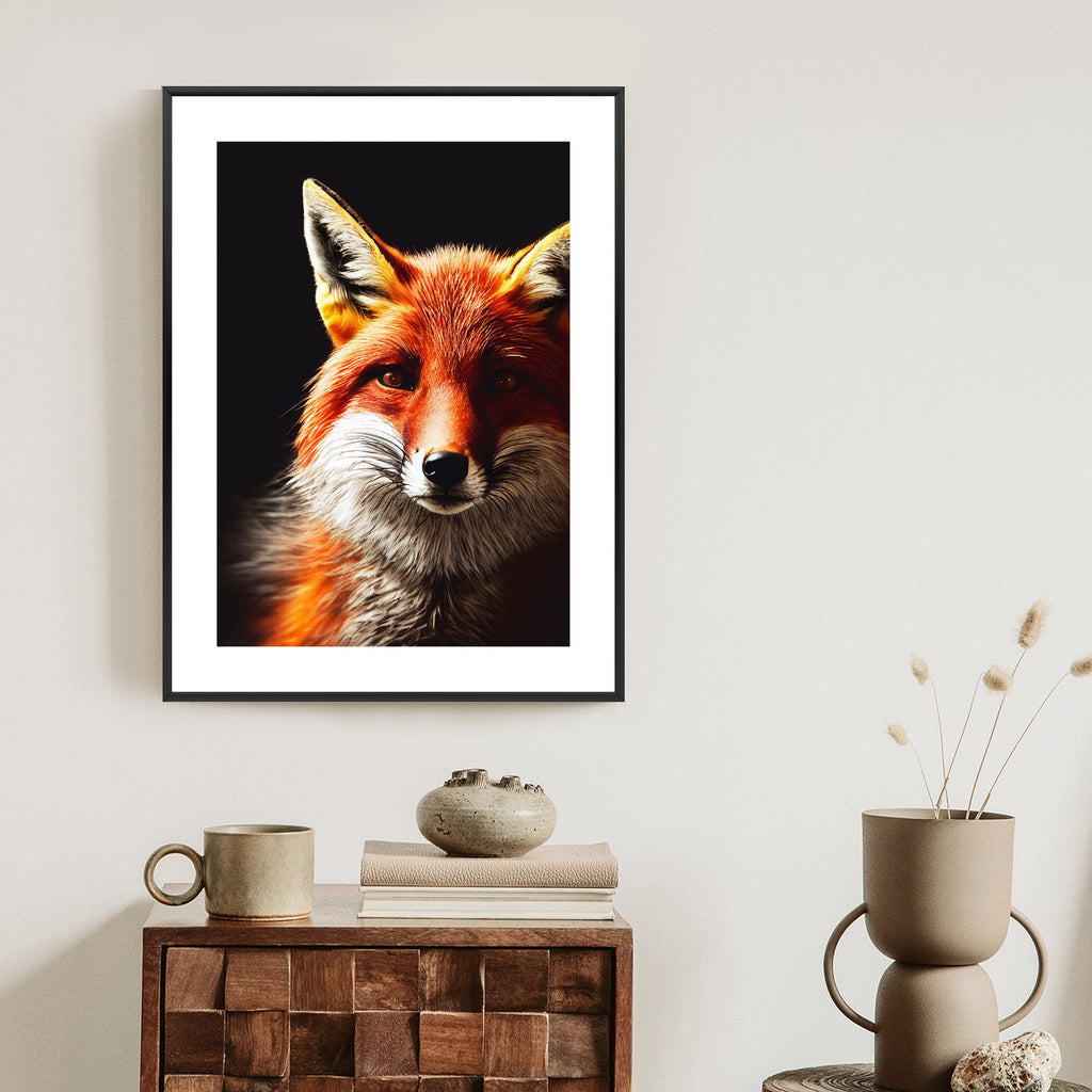Plakat Realistyczny Portret Lisa Rama Drewniana Z Passe-Partout Kolor Naturalny