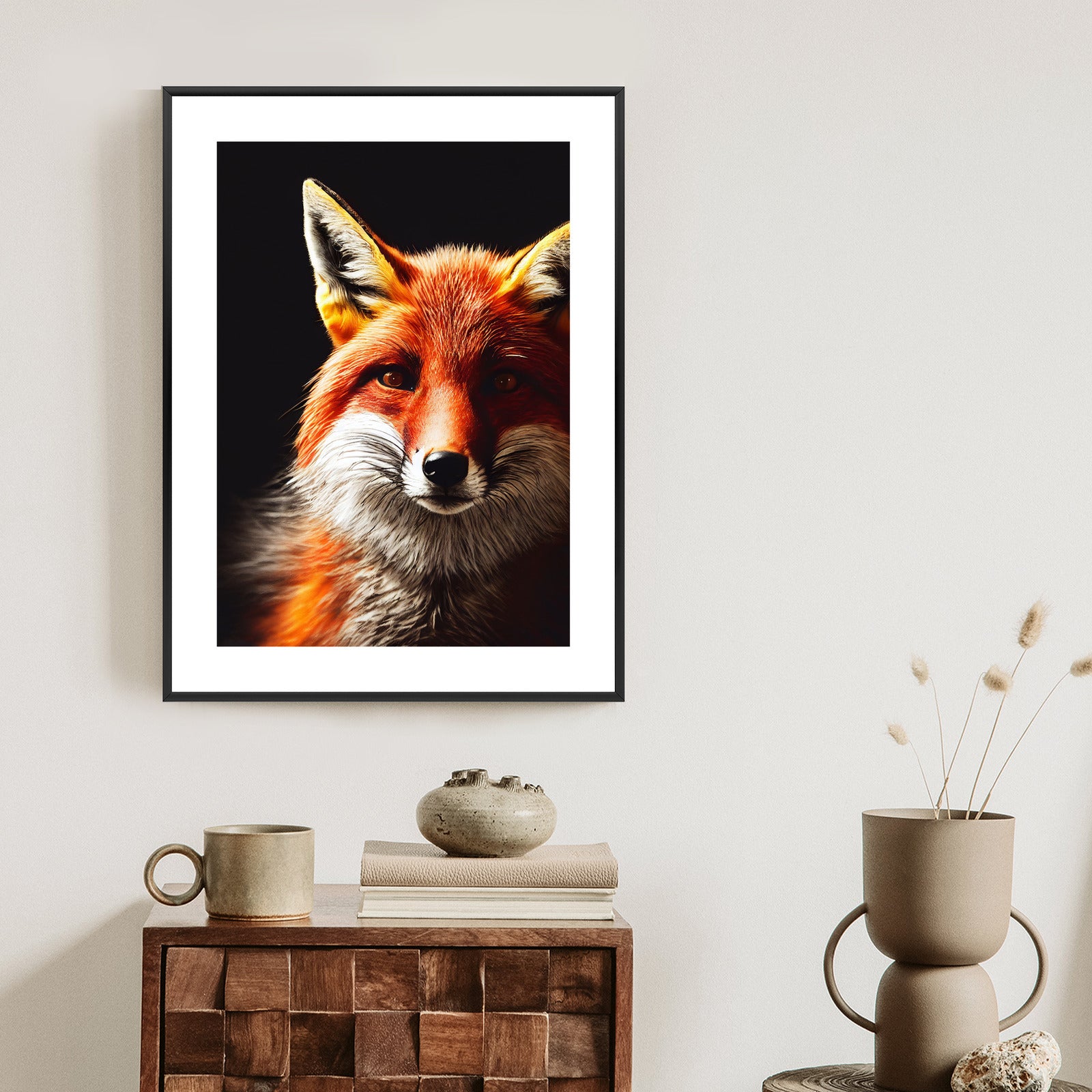 Plakat Realistyczny Portret Lisa Rama Drewniana Z Passe-Partout Kolor Naturalny