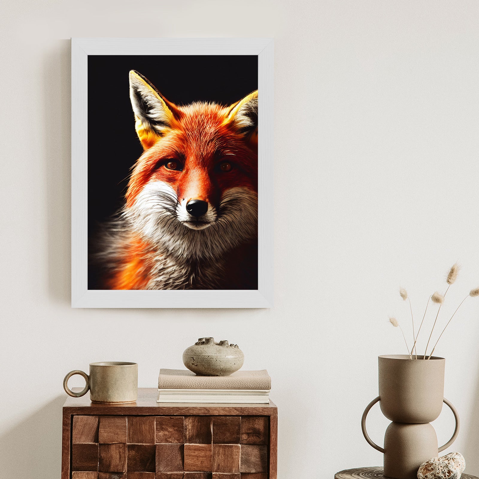 Plakat Realistyczny Portret Lisa Rama Drewniana Z Passe-Partout Kolor Naturalny