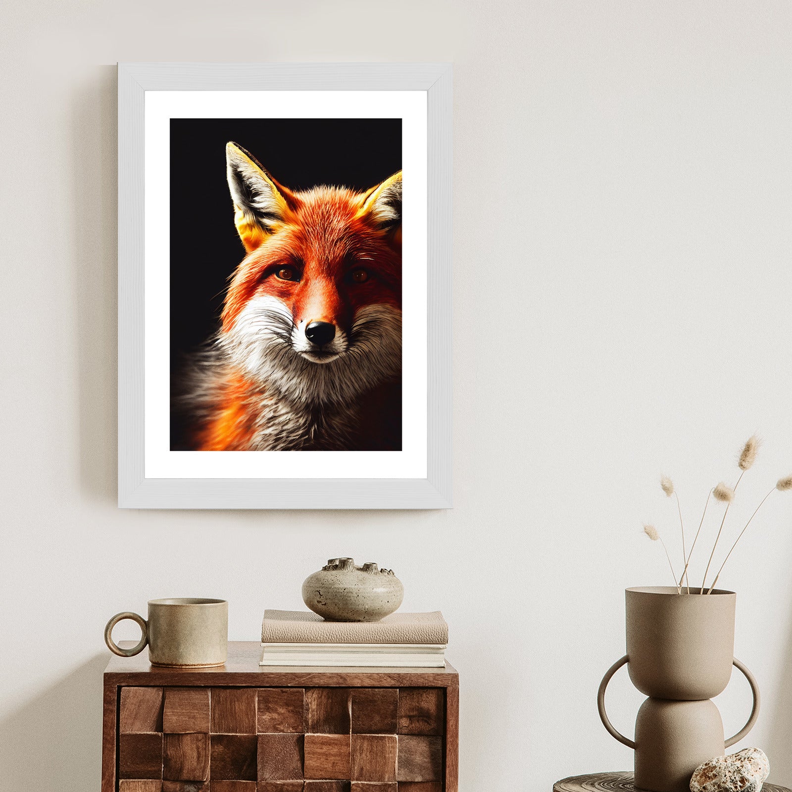 Plakat Realistyczny Portret Lisa Rama Drewniana Z Passe-Partout Kolor Naturalny