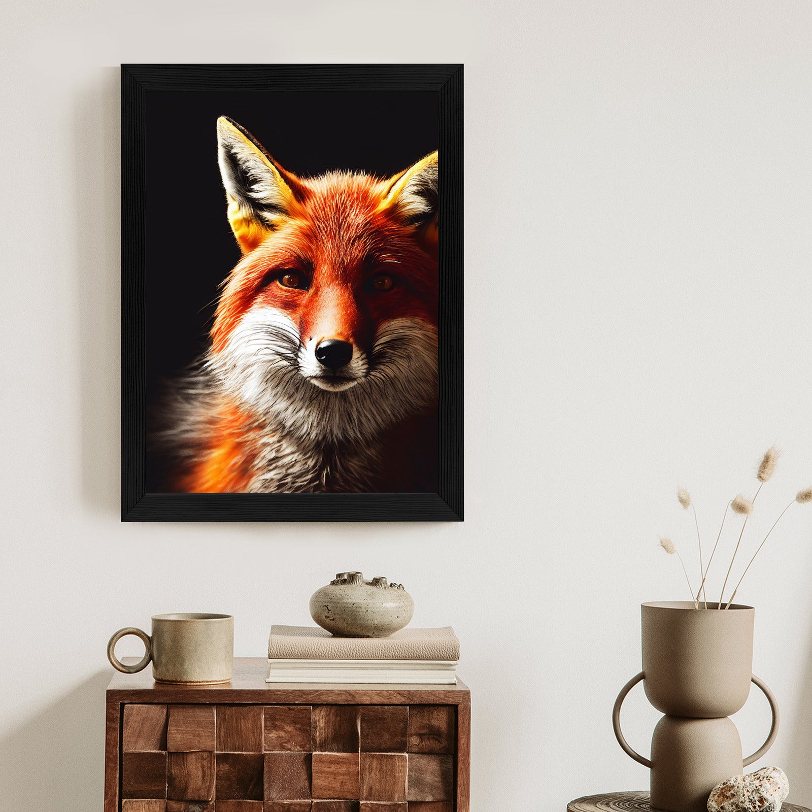 Plakat Realistyczny Portret Lisa Rama Drewniana Z Passe-Partout Kolor Naturalny