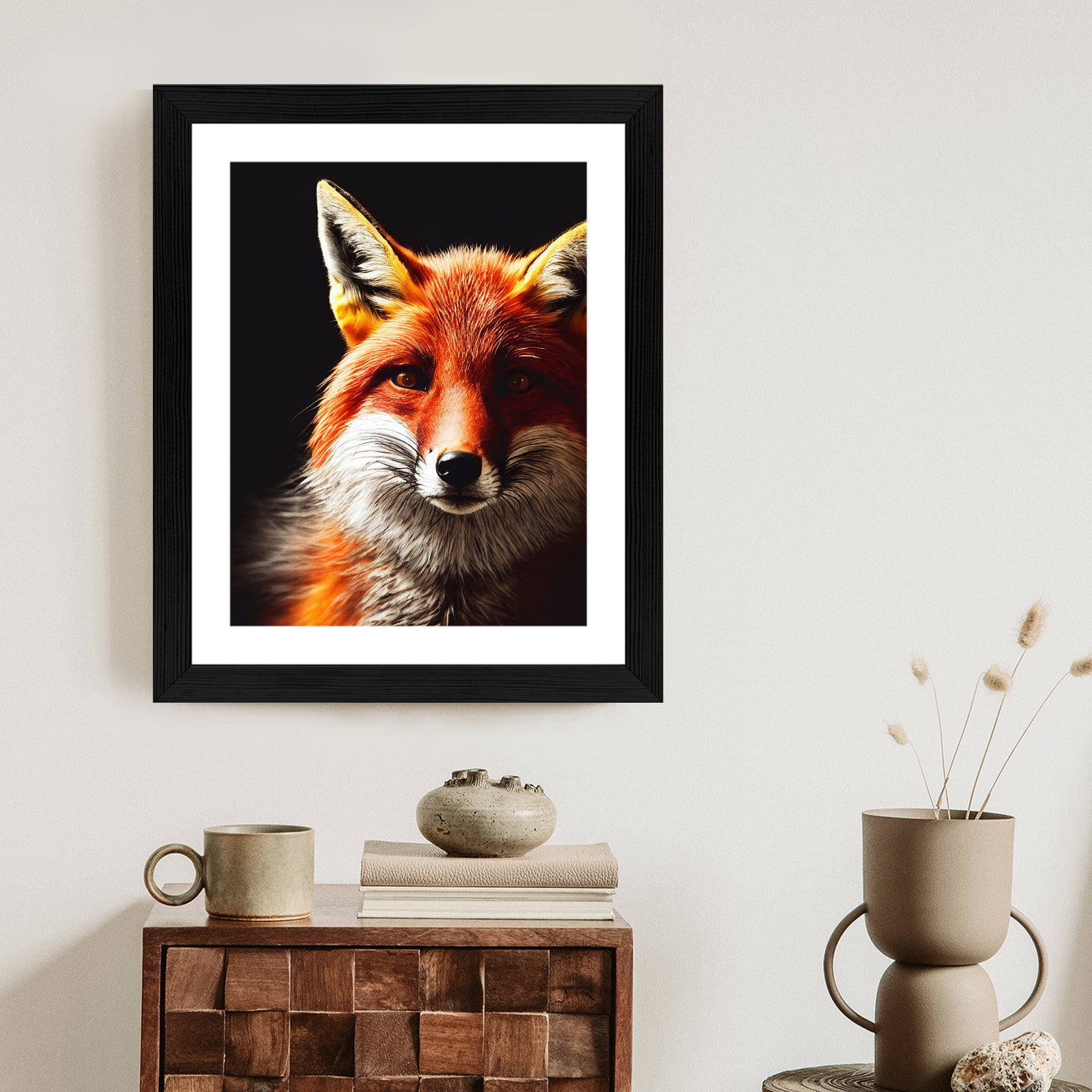 Plakat Realistyczny Portret Lisa Rama Drewniana Z Passe-Partout Kolor Naturalny