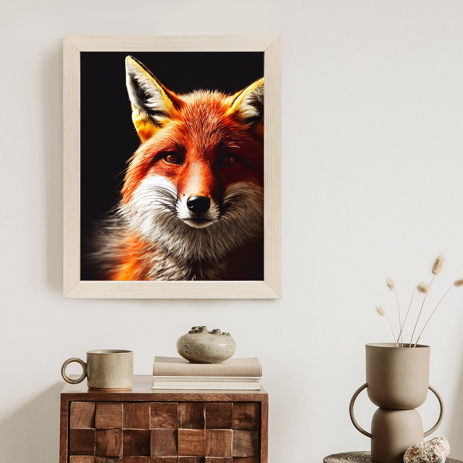 Plakat Realistyczny Portret Lisa Rama Drewniana Z Passe-Partout Kolor Naturalny