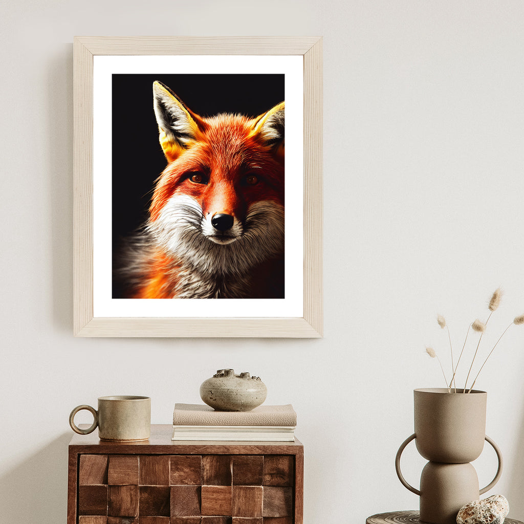Plakat Realistyczny Portret Lisa Rama Drewniana Z Passe-Partout Kolor Naturalny