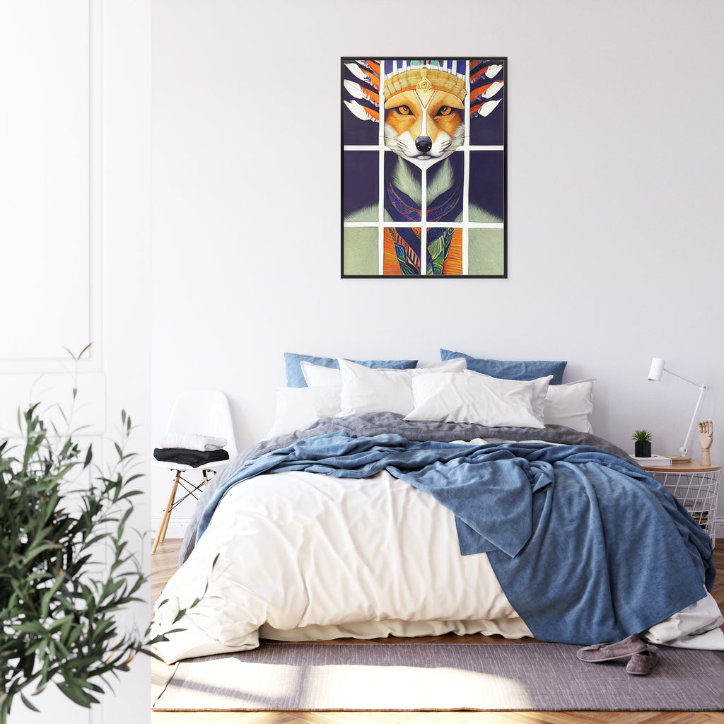 Plakat Lis W Ludowym Ubraniu Rama Drewniana Z Passe-Partout Kolor Naturalny