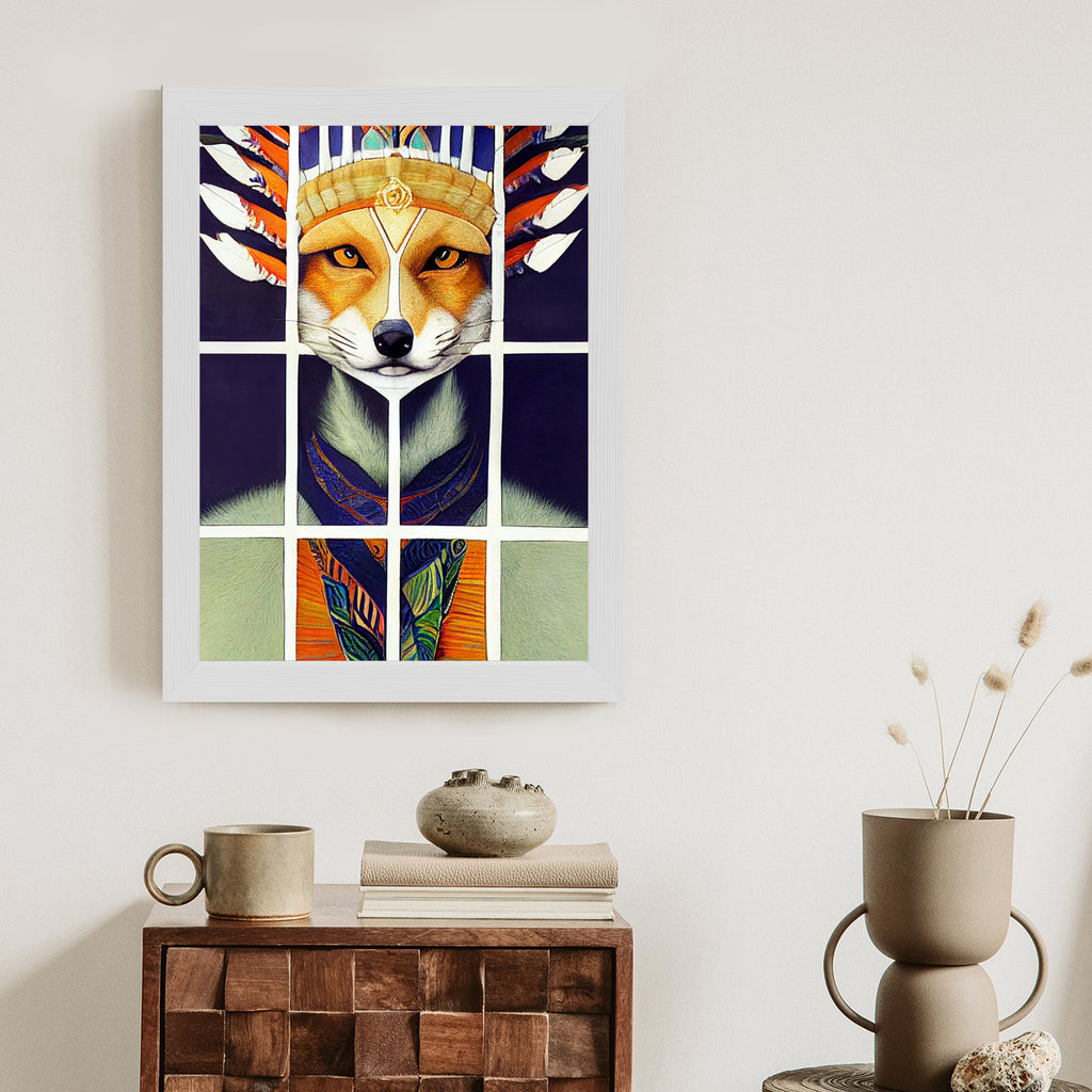 Plakat Lis W Ludowym Ubraniu Rama Drewniana Z Passe-Partout Kolor Naturalny