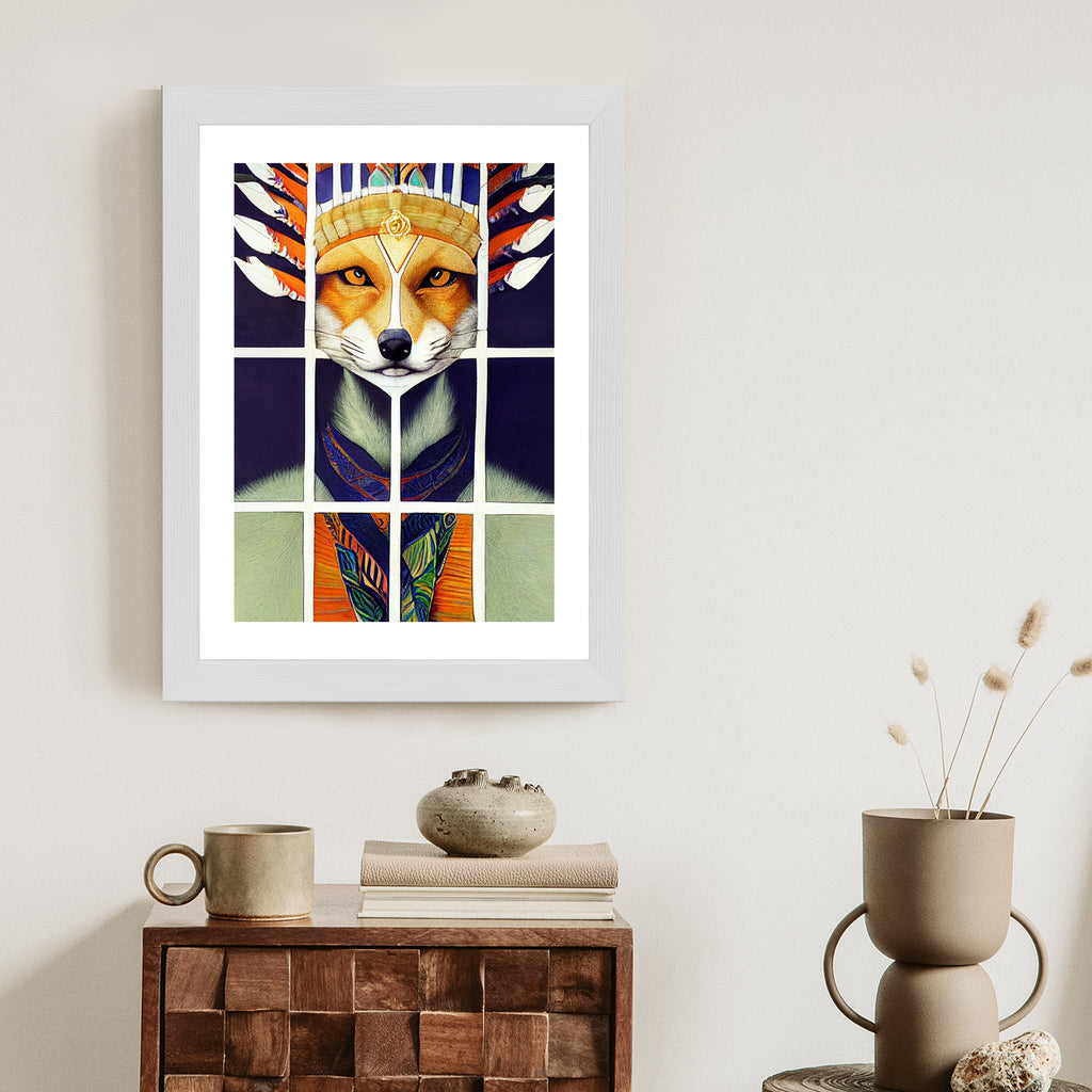 Plakat Lis W Ludowym Ubraniu Rama Drewniana Z Passe-Partout Kolor Naturalny