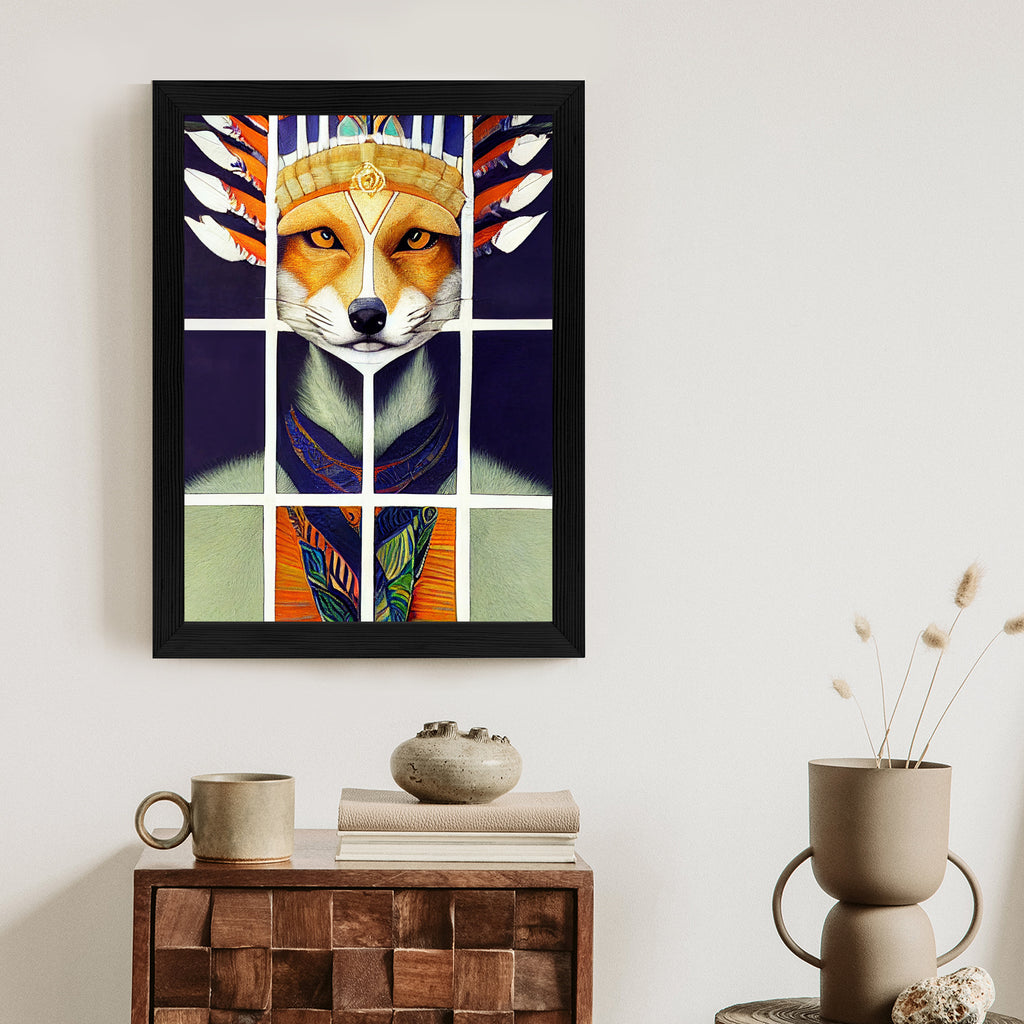 Plakat Lis W Ludowym Ubraniu Rama Drewniana Z Passe-Partout Kolor Naturalny