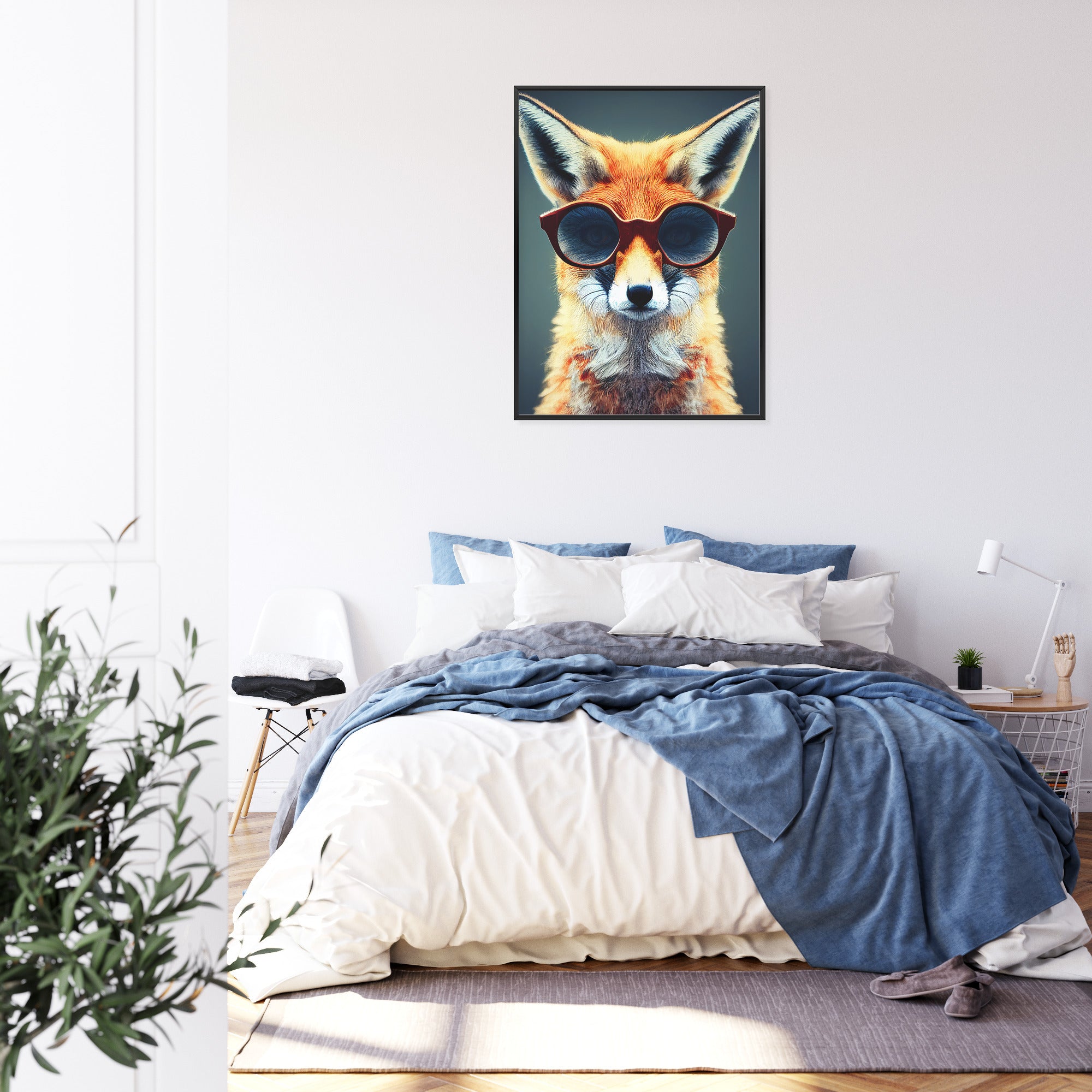 Plakat Portret Lisa W Okularach Rama Drewniana Z Passe-Partout Kolor Naturalny