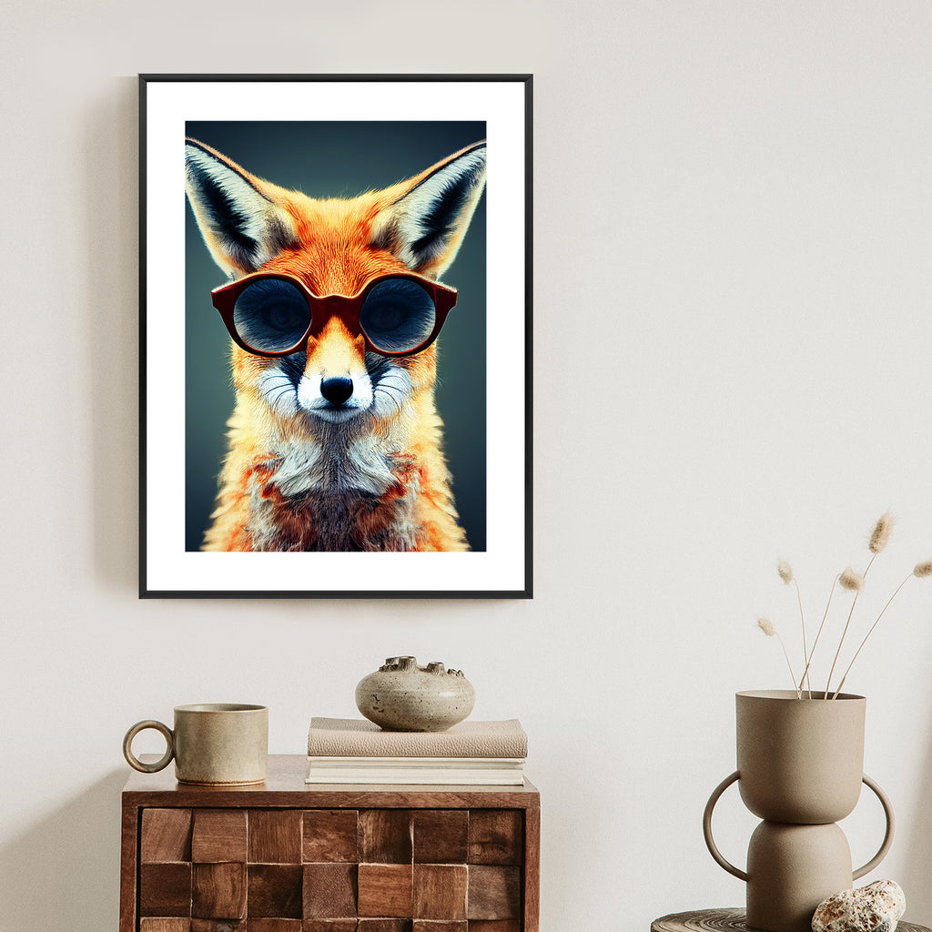 Plakat Portret Lisa W Okularach Rama Drewniana Z Passe-Partout Kolor Naturalny